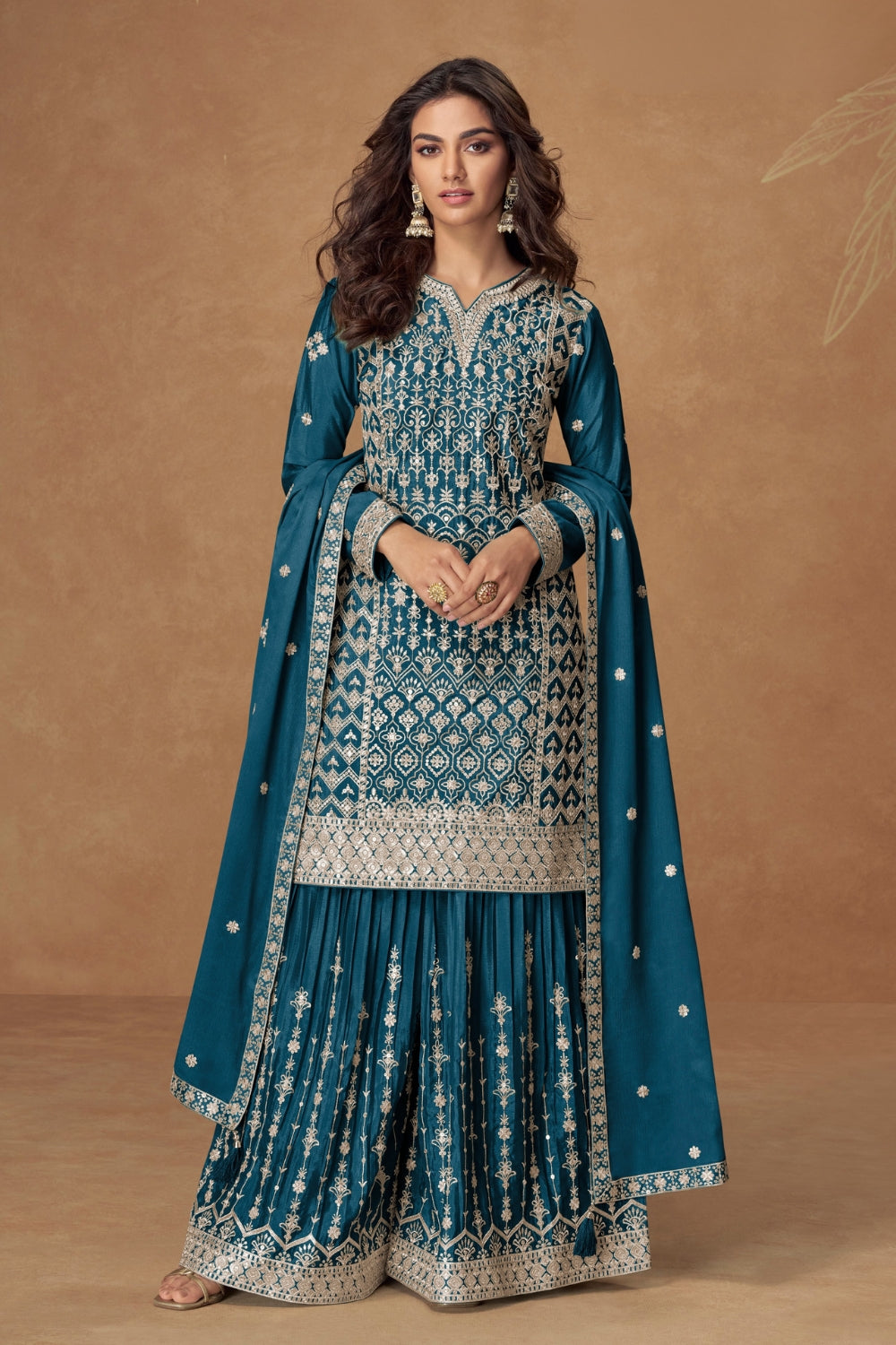 Chinon Palazzo Suit With Embroidery
