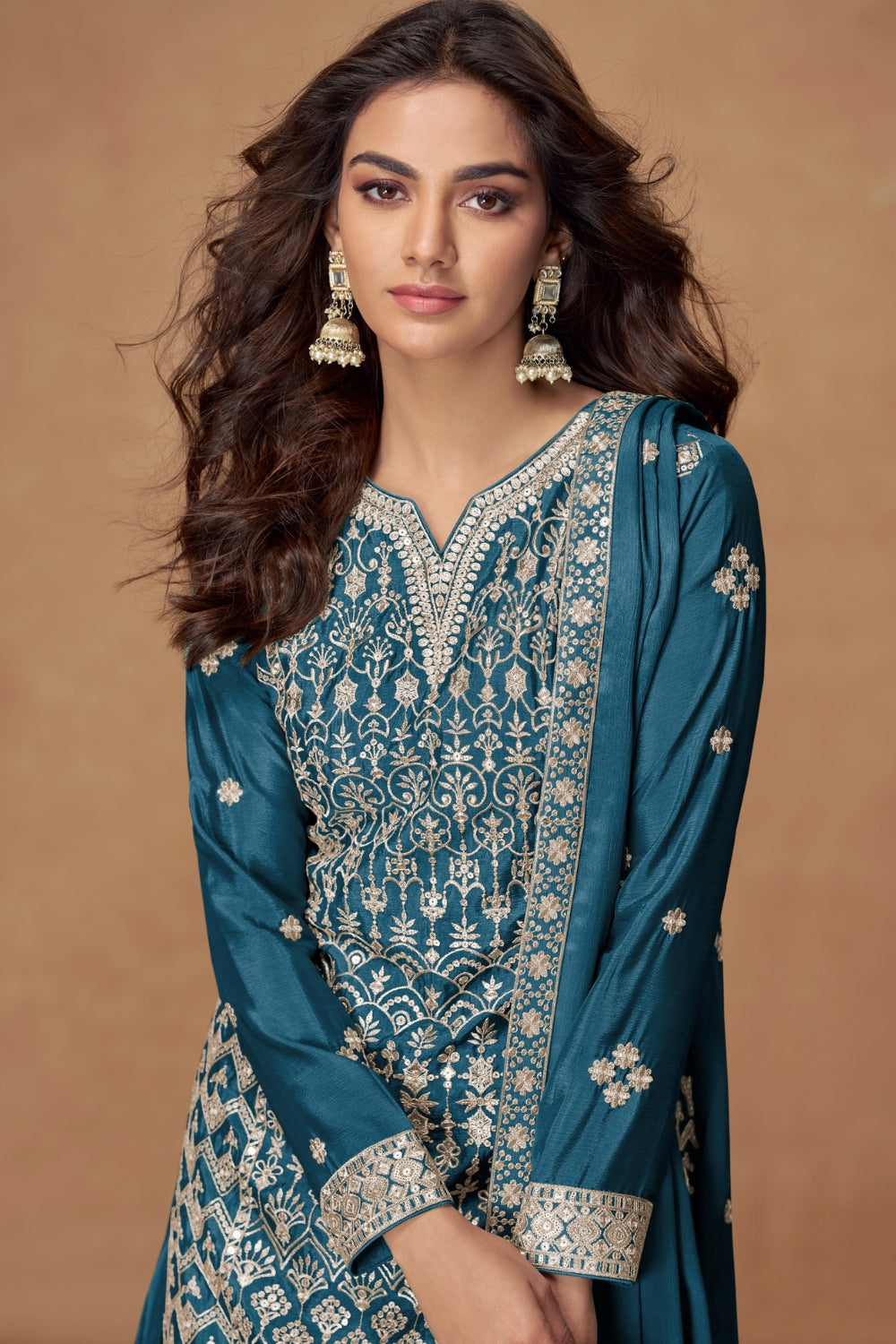 Chinon Palazzo Suit With Embroidery