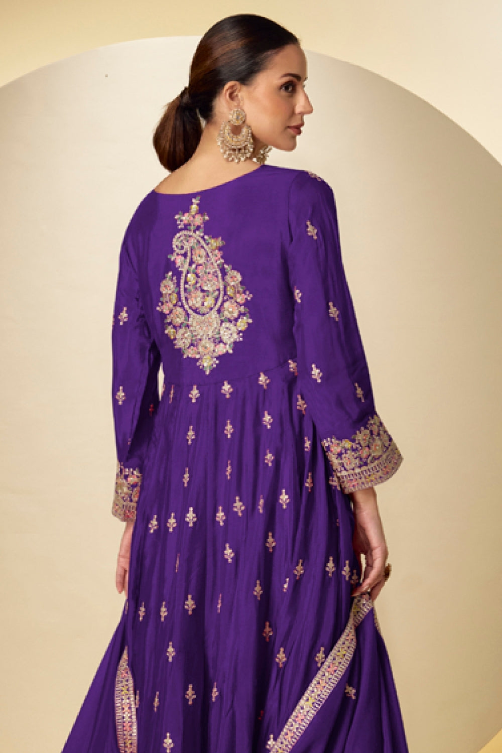 Chinon Anarkali Set with Mirror and Stone Work