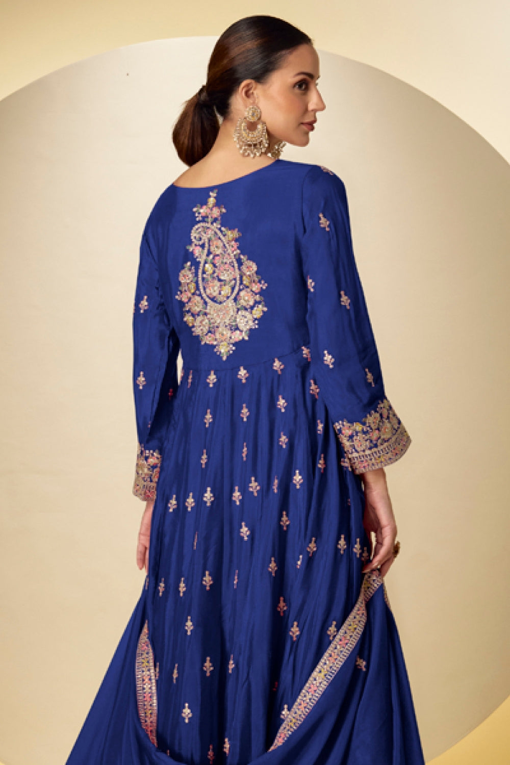 Chinon Anarkali Set with Mirror and Stone Work