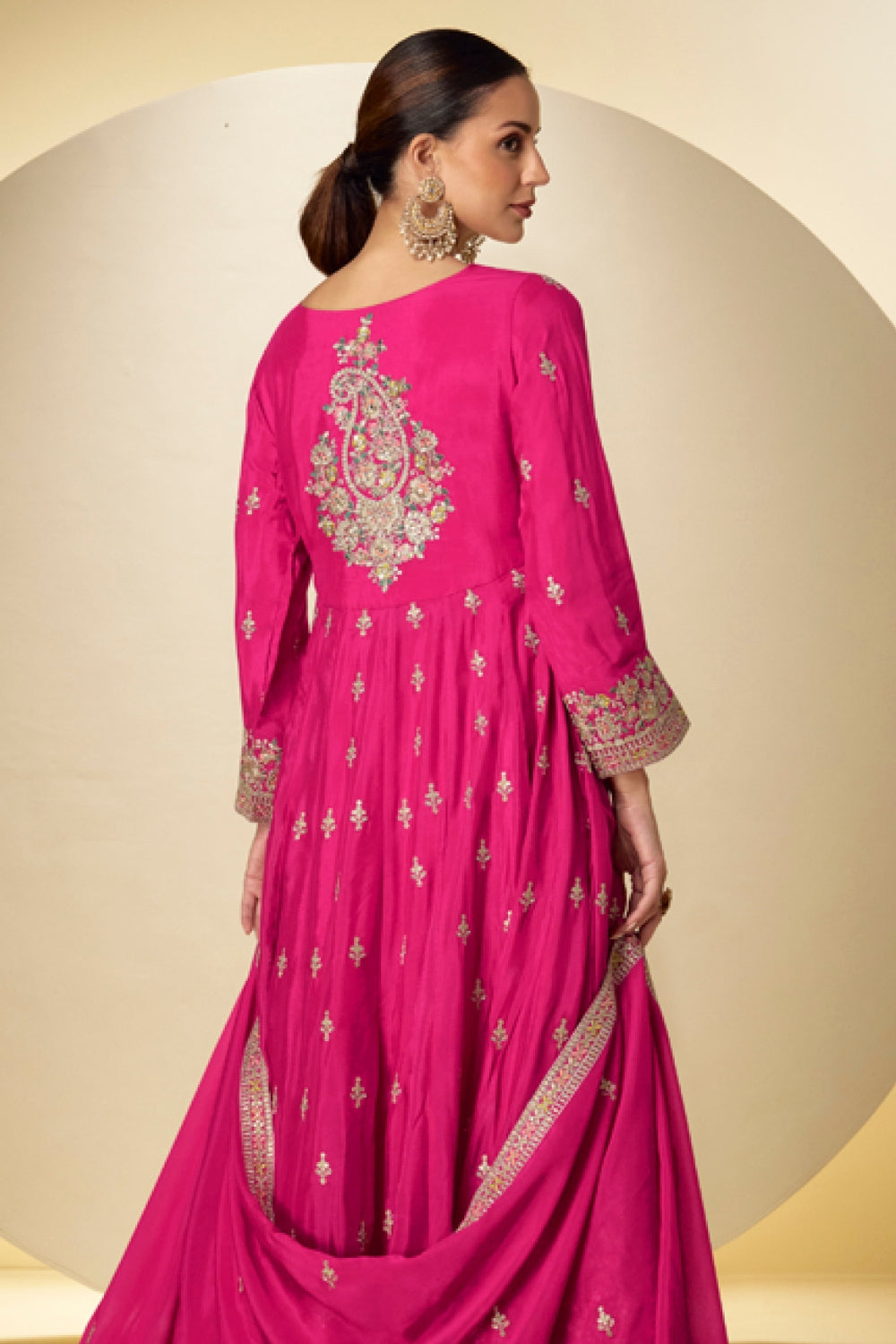 Chinon Anarkali Set with Mirror and Stone Work