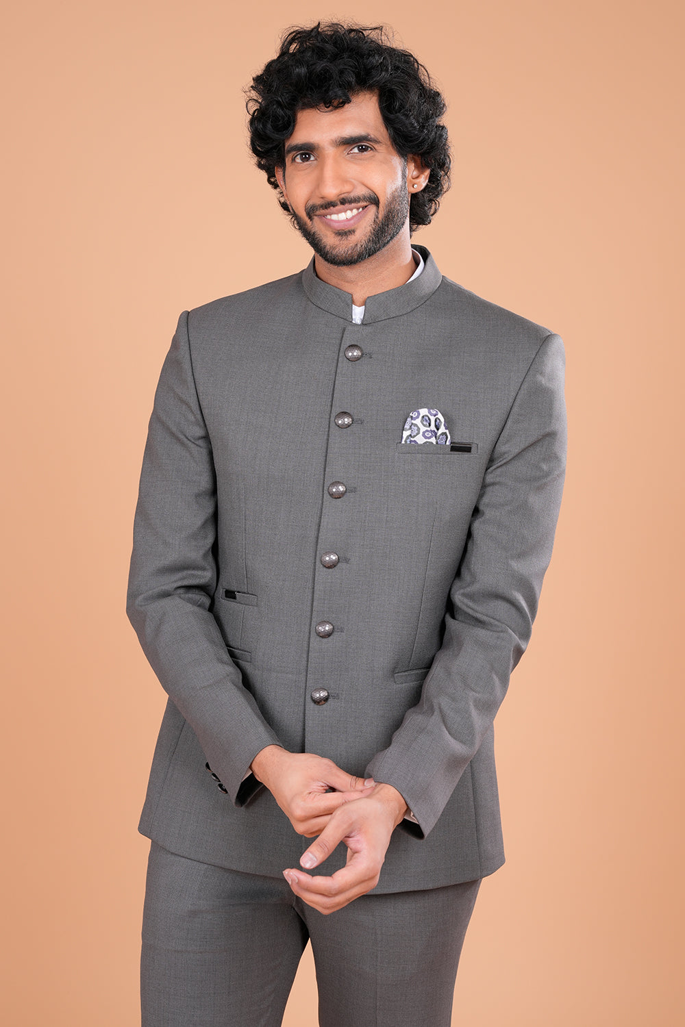 Classic Grey Minimal Jodhpuri Set
