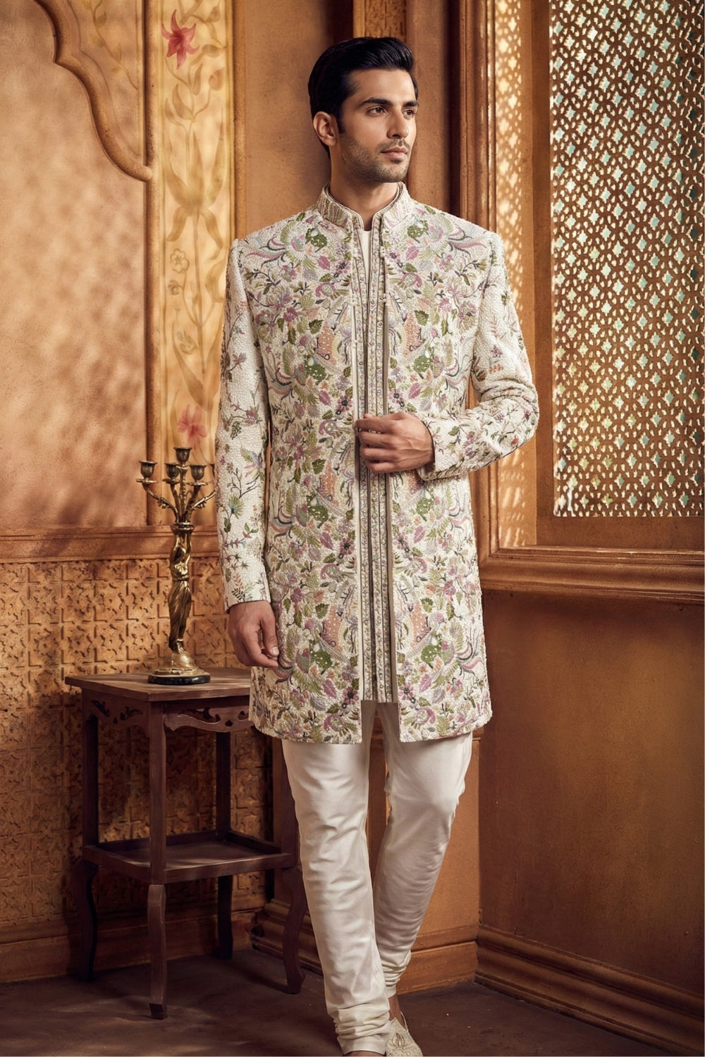 Cream Silk Indo Westren with Sequins and Resham Embroidery