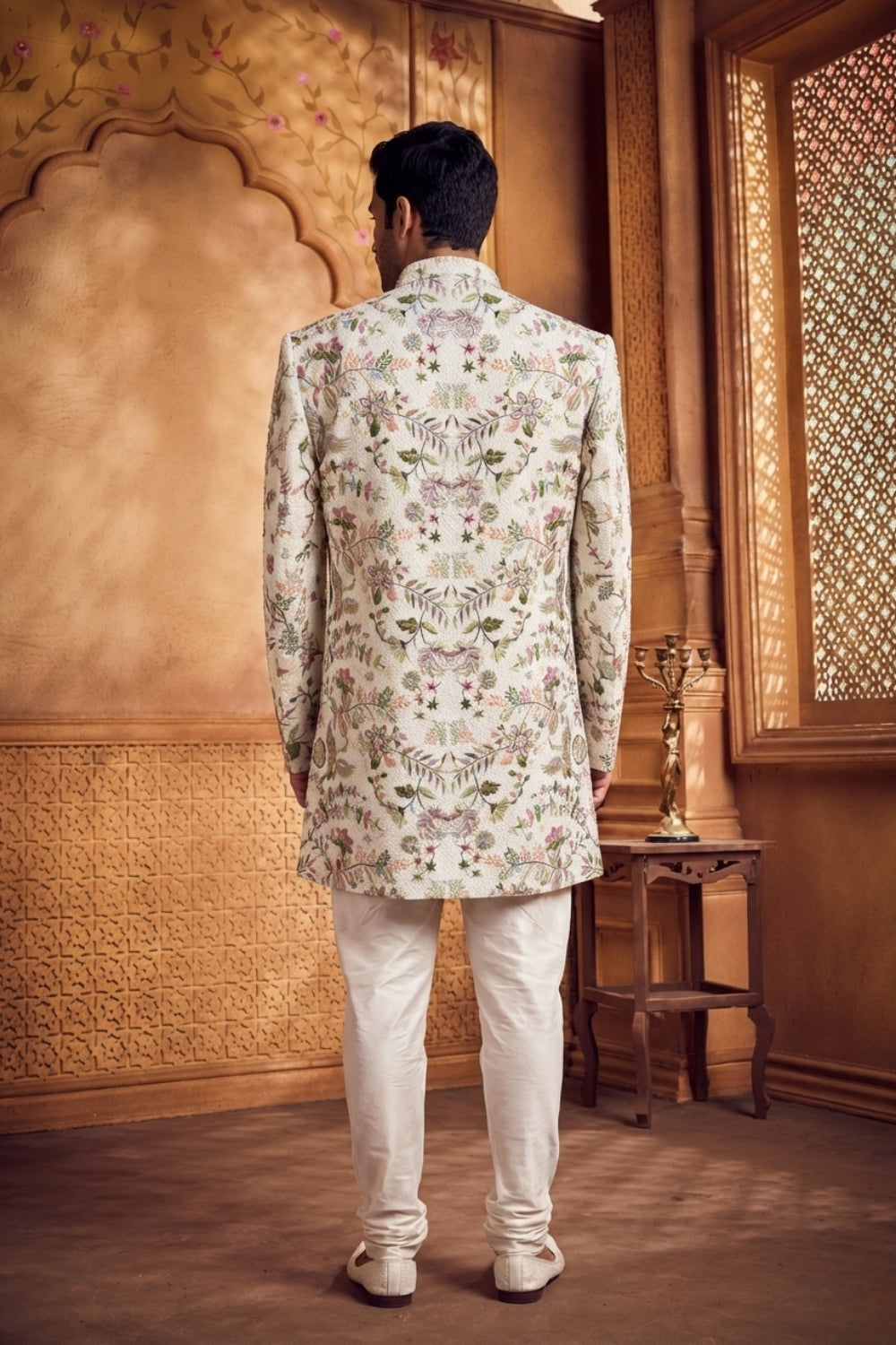 Cream Silk Indo Westren with Sequins and Resham Embroidery