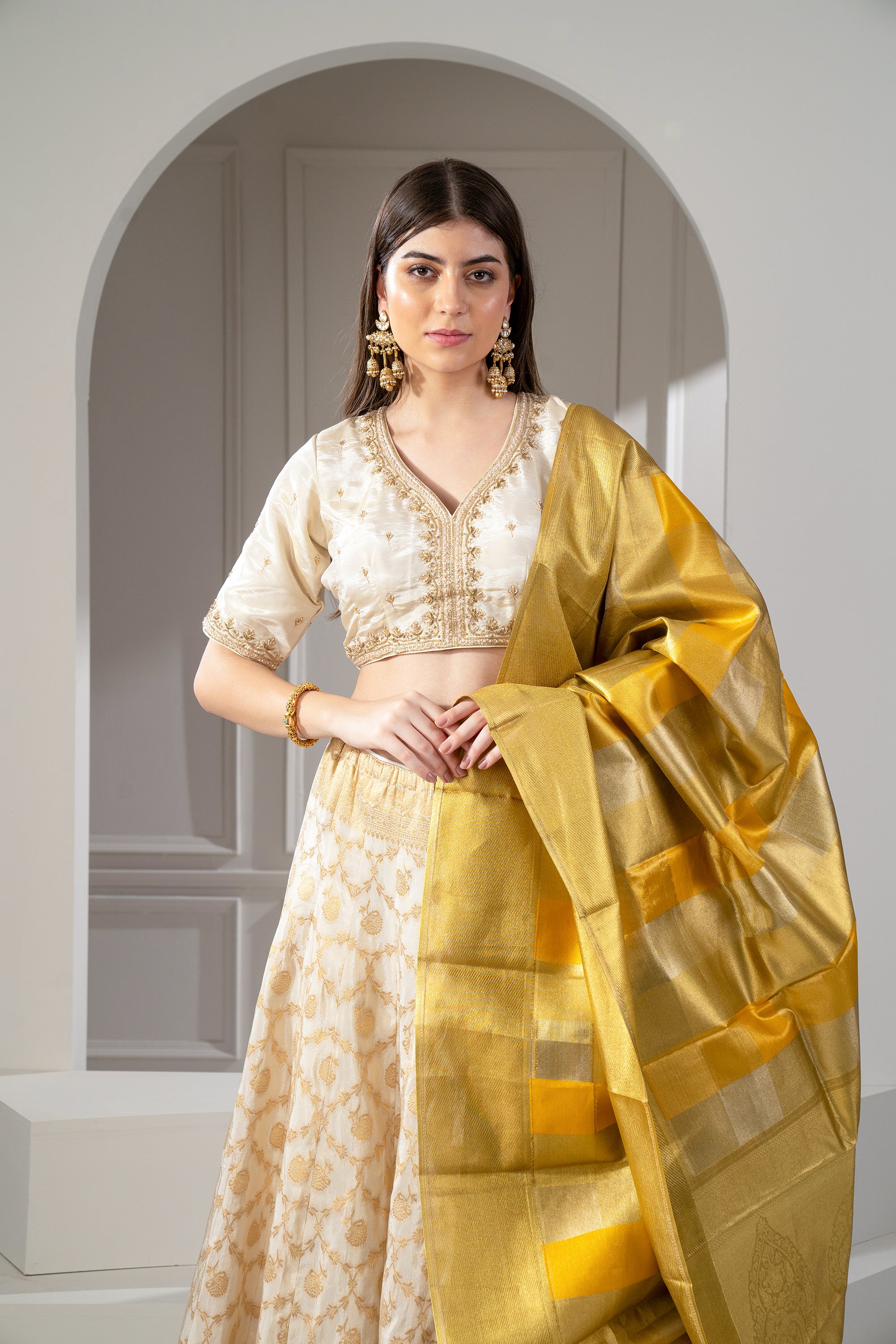 Raw Silk Rust Gold Lehenga Choli, a breathtaking ensemble crafted from  high-quality raw silk fabric. - House of Surya