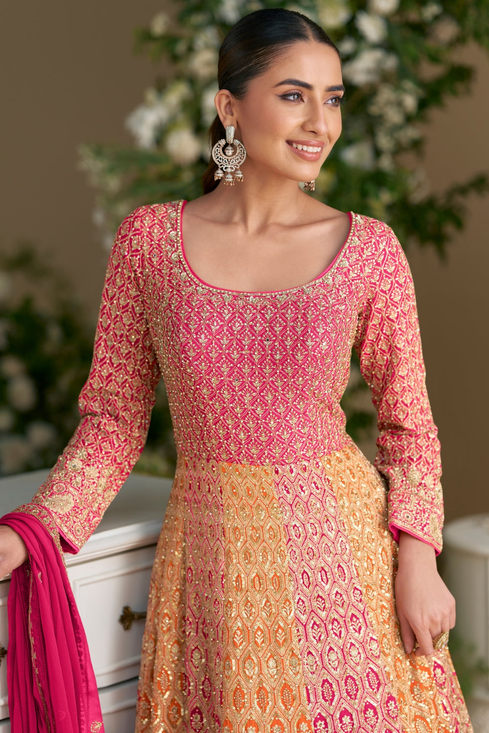 GEORGETTE ANARKALI SUIT WITH EMBROIDERY AND SEQUINS