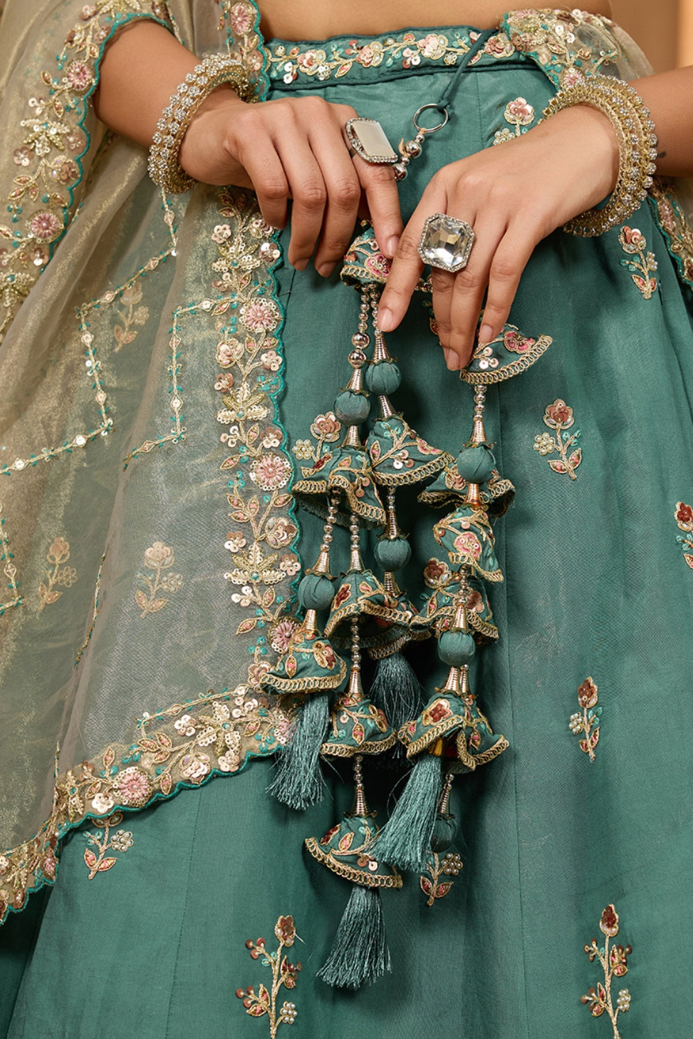 GEORGETTE LEHENGA CHOLI WITH MOTI AND SEQUINS