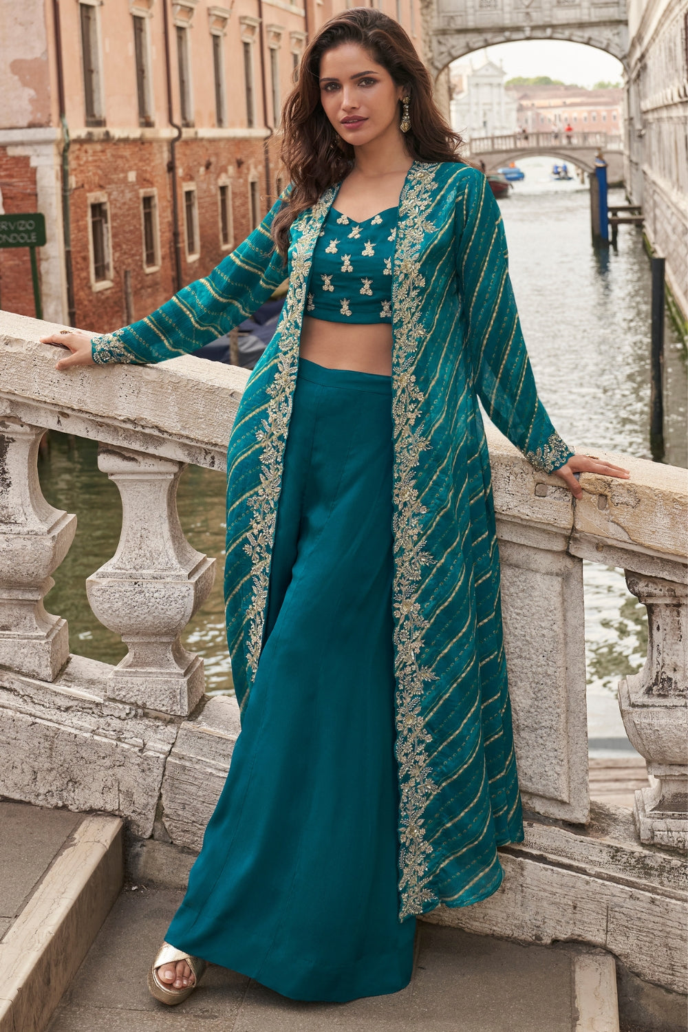 GREEN CHINON INDO-WESTERN WITH CUTDANA AND MOTI