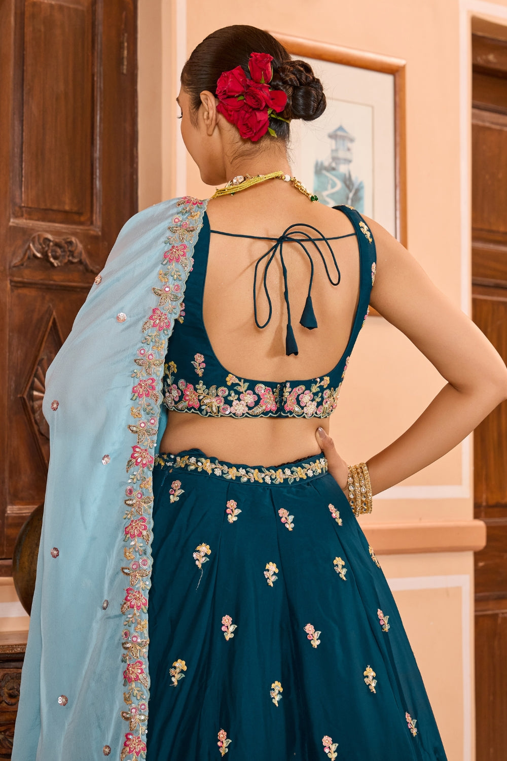 Georgette Lehenga Choli with Sequins and Resham Embroidered Work