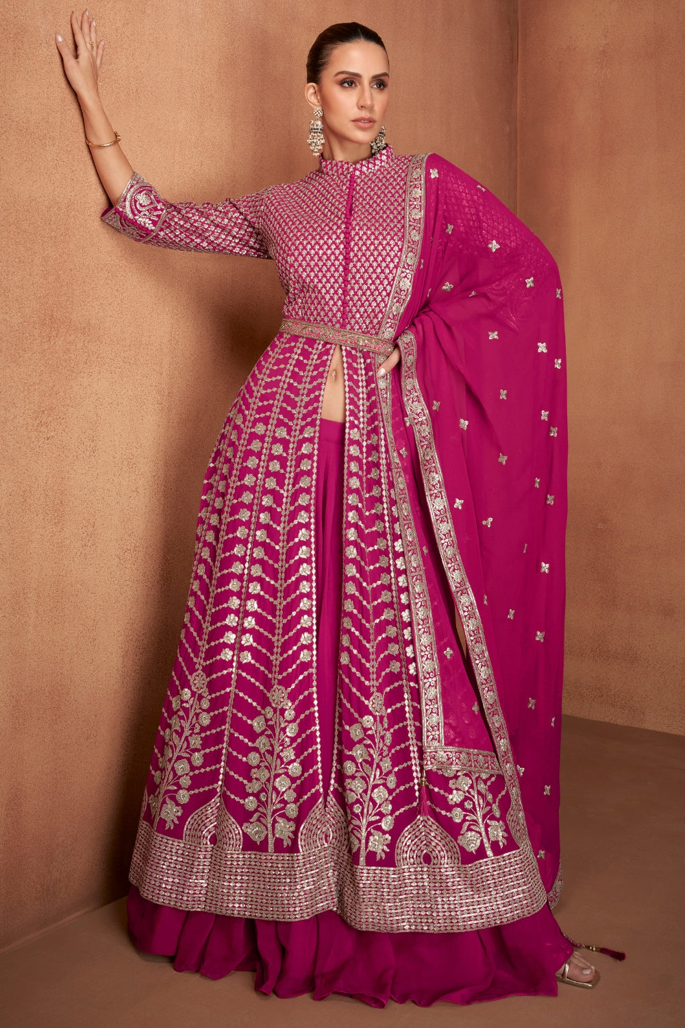 Georgette Lehenga Set with Embroidery and Sequins Work