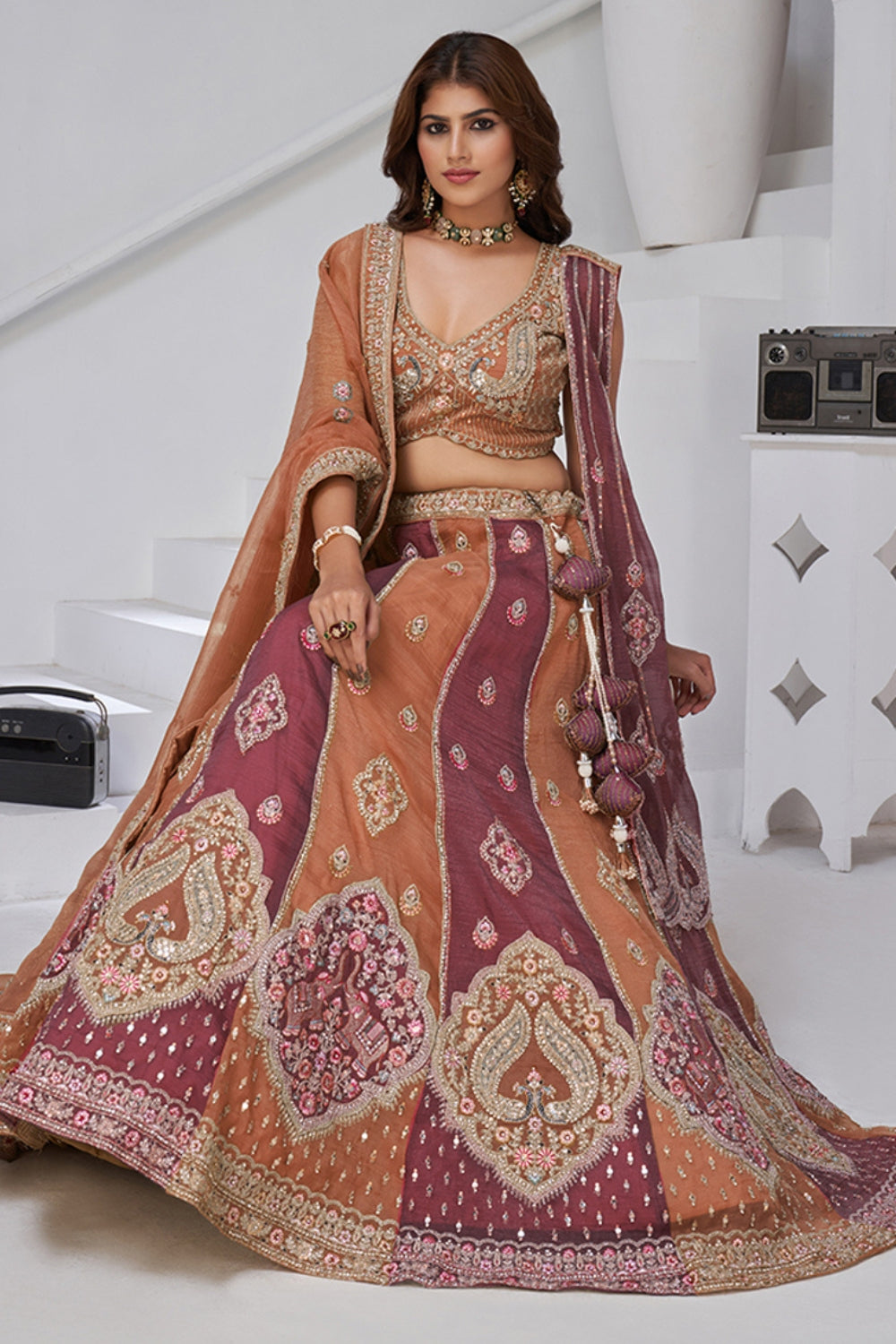 Georgette Tissue Lehenga Choli Resham Embroidery and Sequins