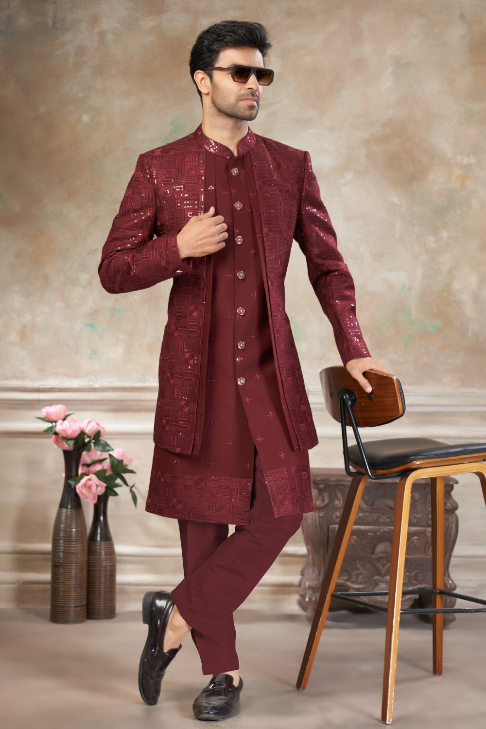 Imported Indo Western with Embroidery and Sequins Work