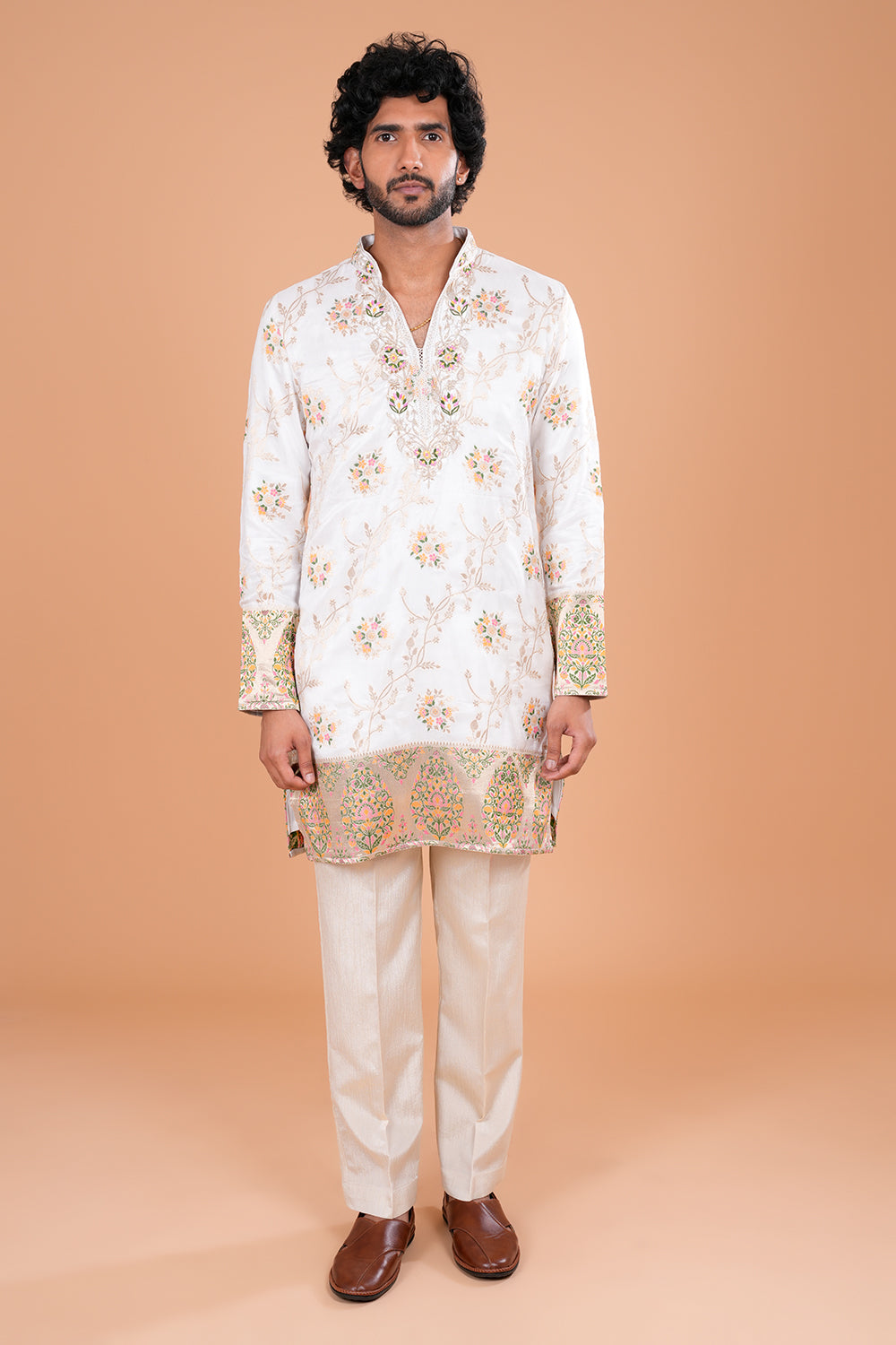 Ivory Chanderi Silk Kurta Set