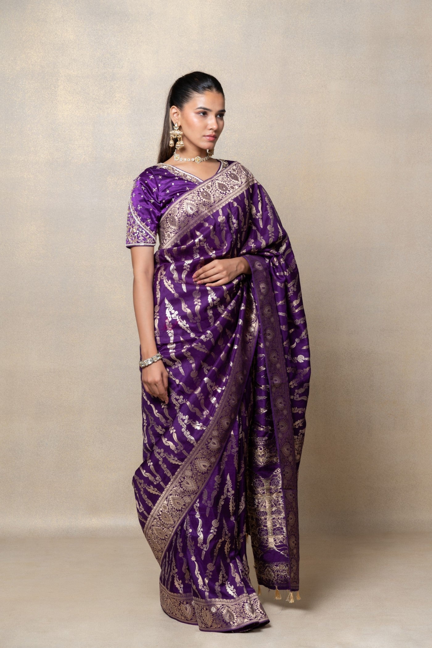 Buy Dark Purple Saree Online At Zeel Clothing