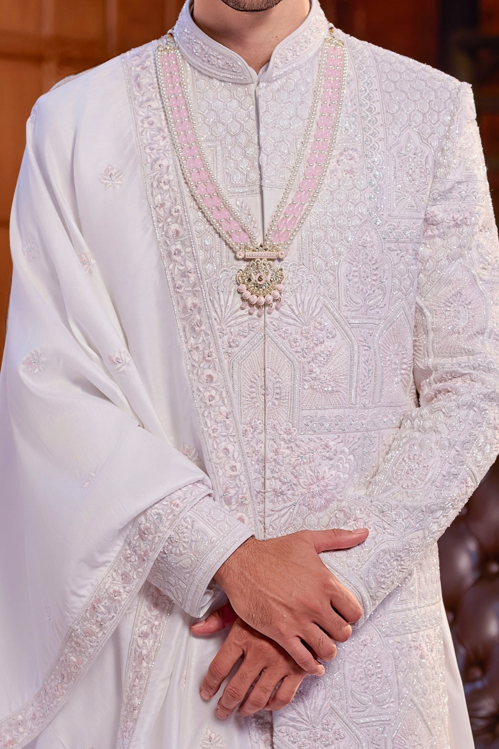 LILAC SILK SHERWANI WITH CUTDANA AND SEQUINS