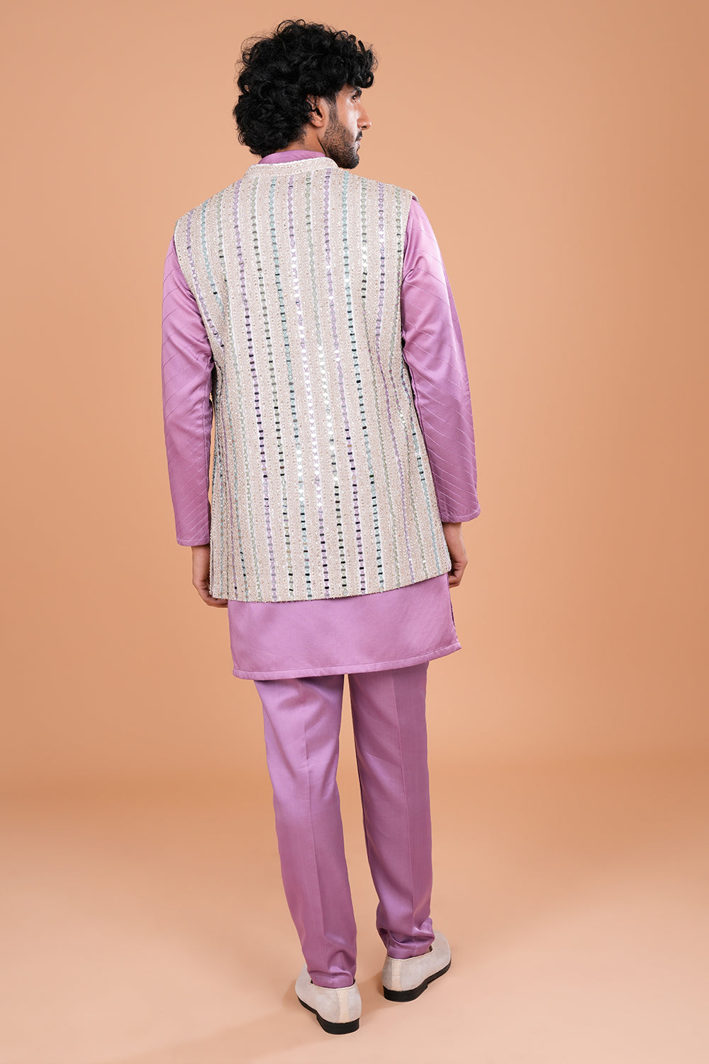 Lavender Elegance with Mirror Embellished Jacket