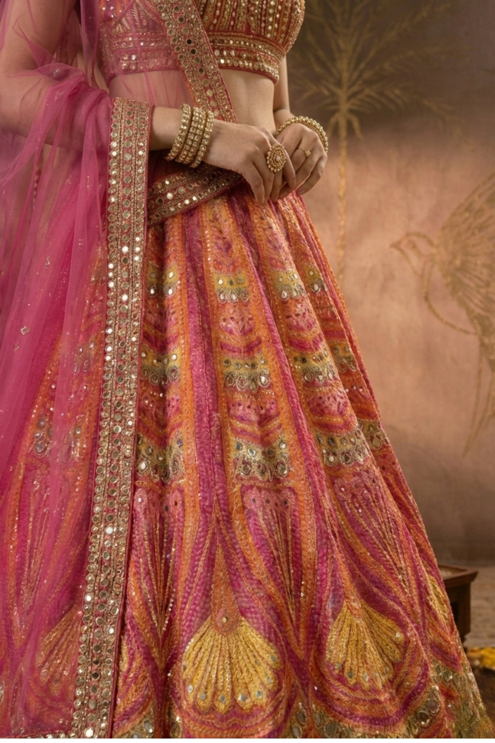 Light Pink Silk Lehenga Set with Cutdana and Sequins Work