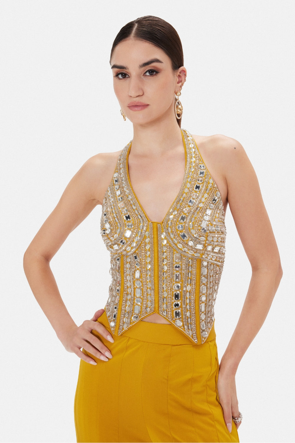 Lycra Indo Western with Mirror and Moti Work