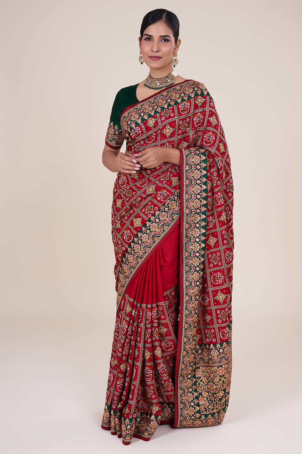 Maroon  Embroidered Silk Gharchola Saree