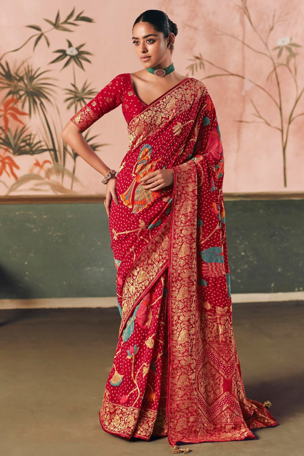 Maroon Georgette Weaving Saree