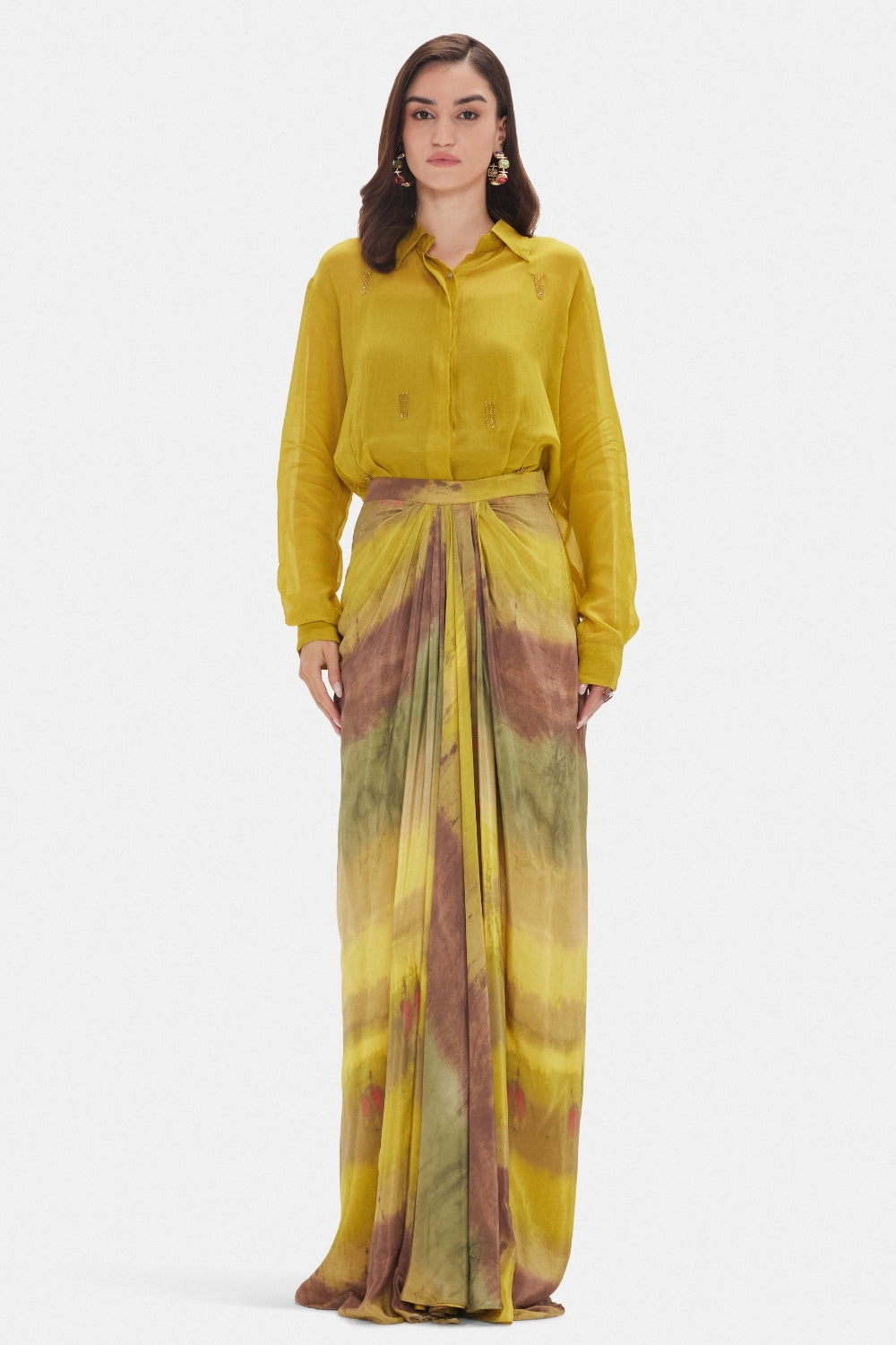 Multi Crepe Indo Western Set with Cutdana and Zari Work