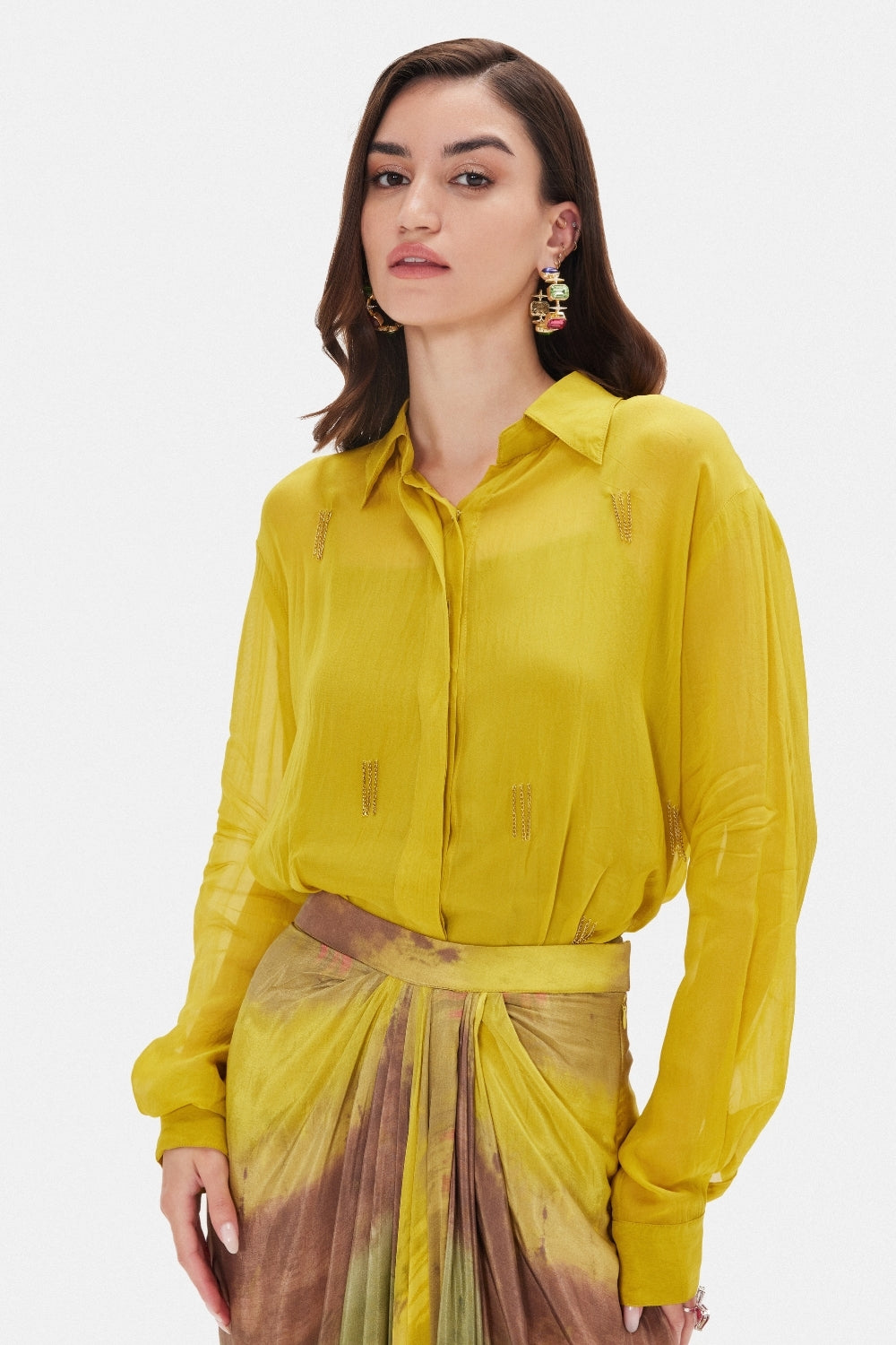 Multi Crepe Indo Western Set with Cutdana and Zari Work