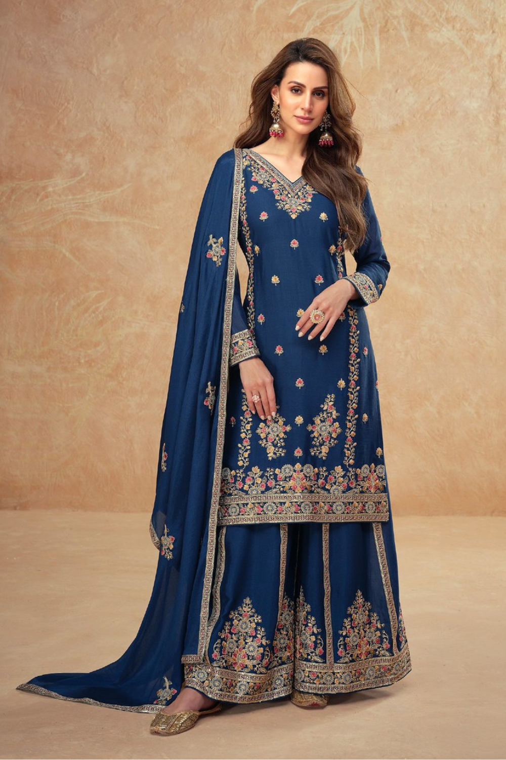 CHINON PALAZZO SET WITH SEQUINS AND RESHAM EMBROIDERY