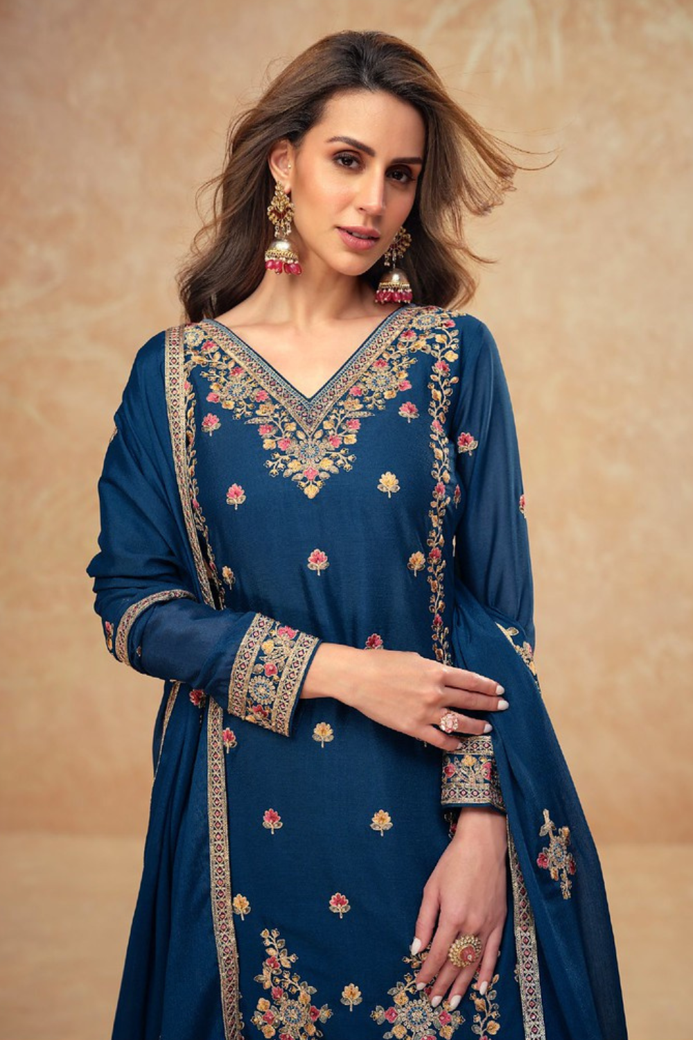CHINON PALAZZO SET WITH SEQUINS AND RESHAM EMBROIDERY