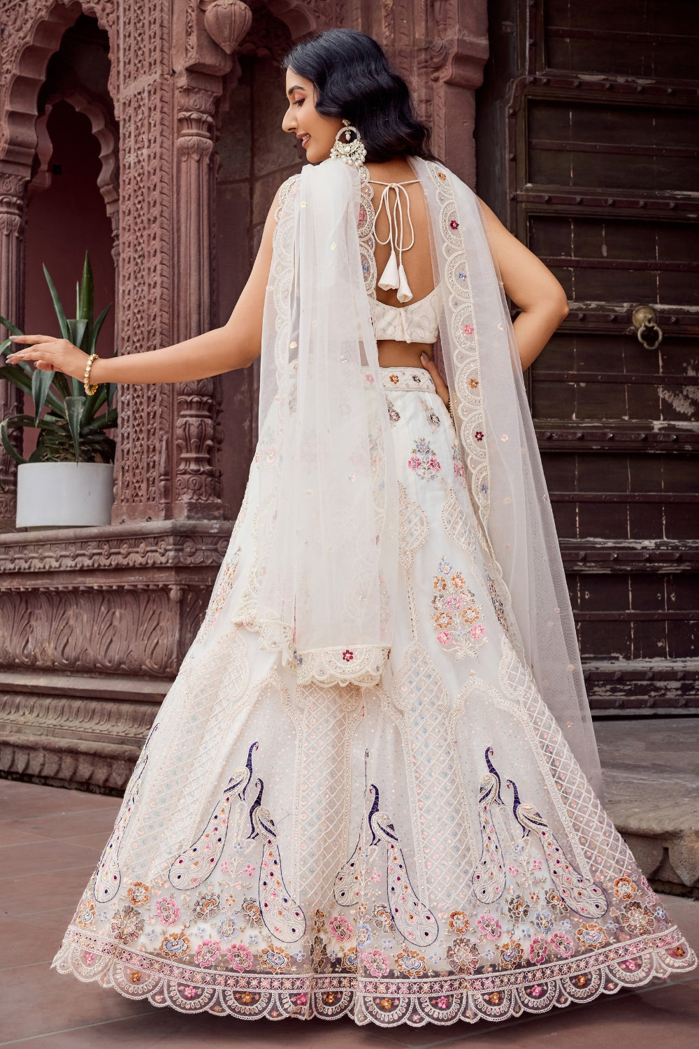 Net Lehenga Set with Resham Embroidery and Stone Work