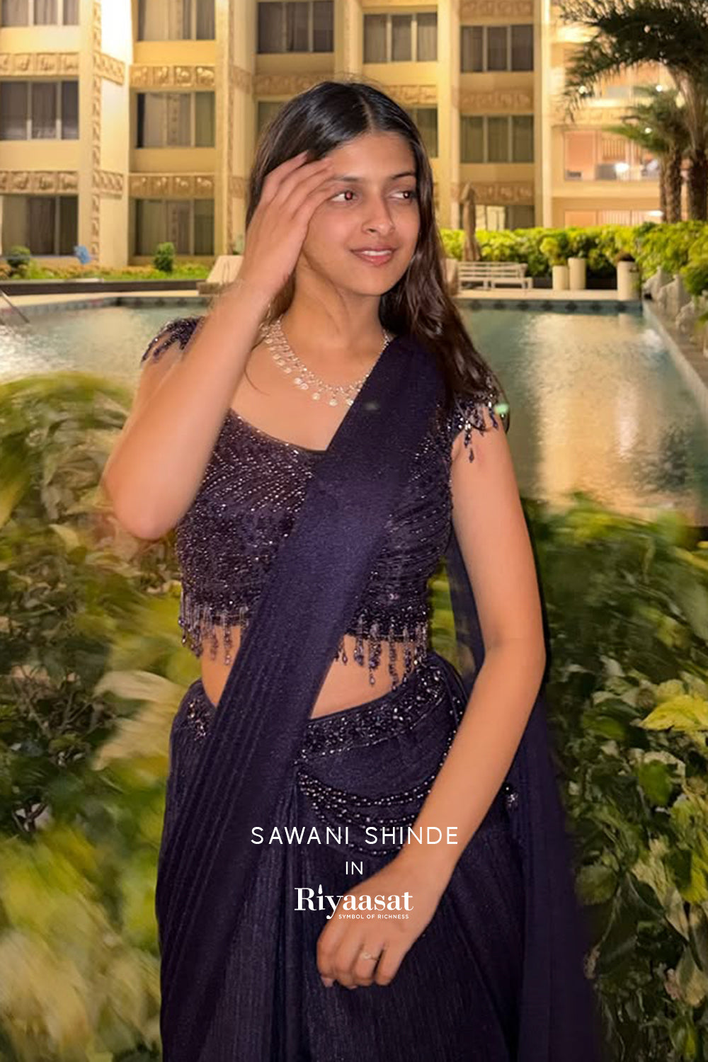 Purple Embellished Festive Lehenga Set
