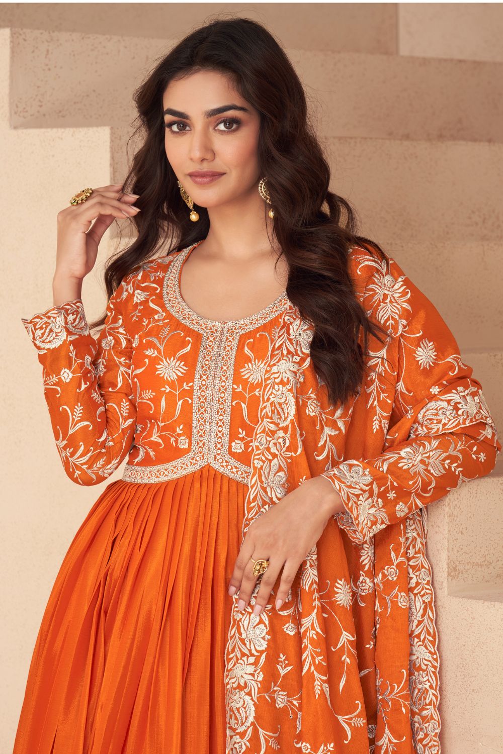 CHINON ANARKALI SUIT WITH EMBROIDERY AND SEQUINS