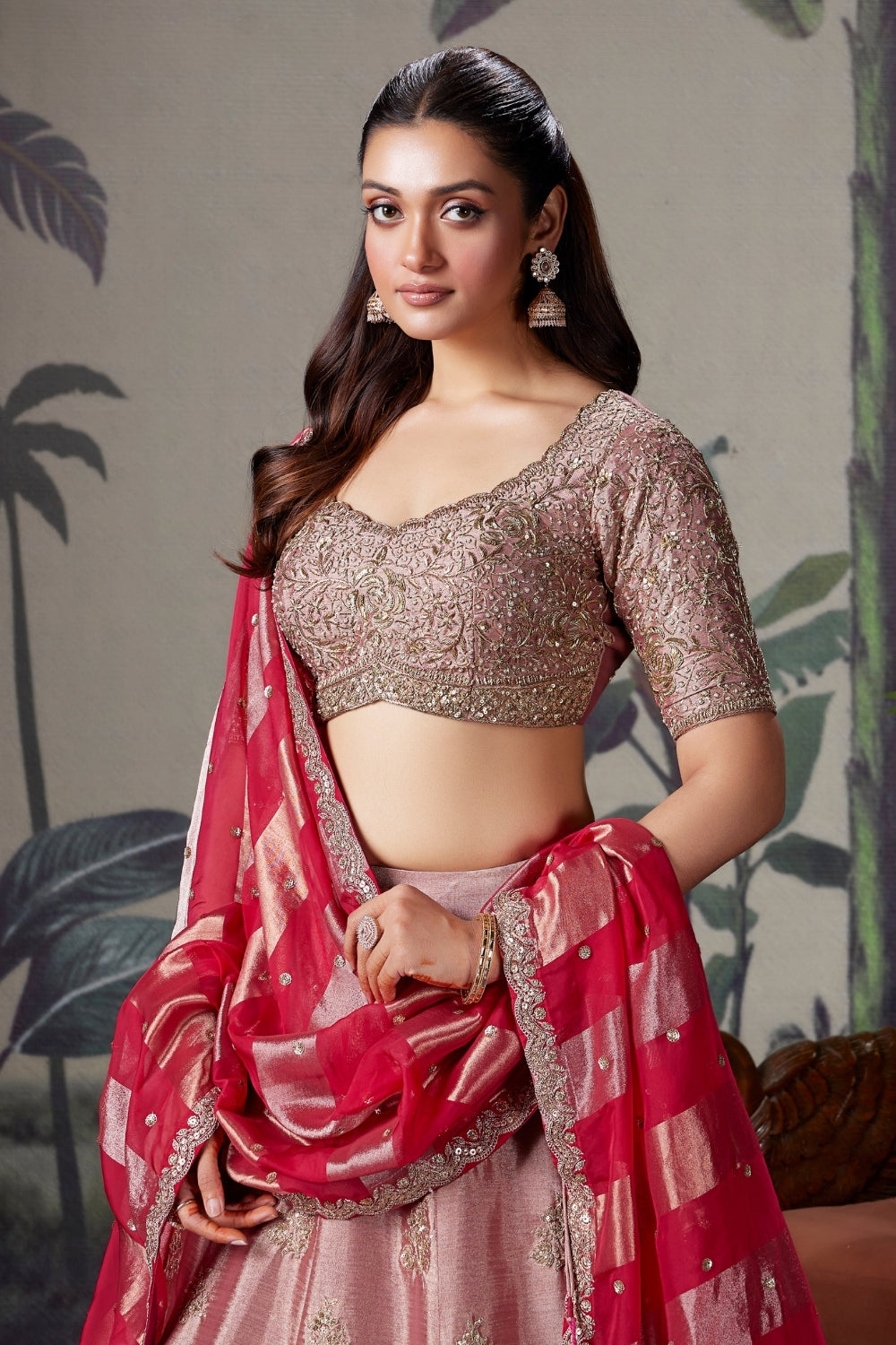Ombre Tissue Lehenga with Embroidered and Cutdana