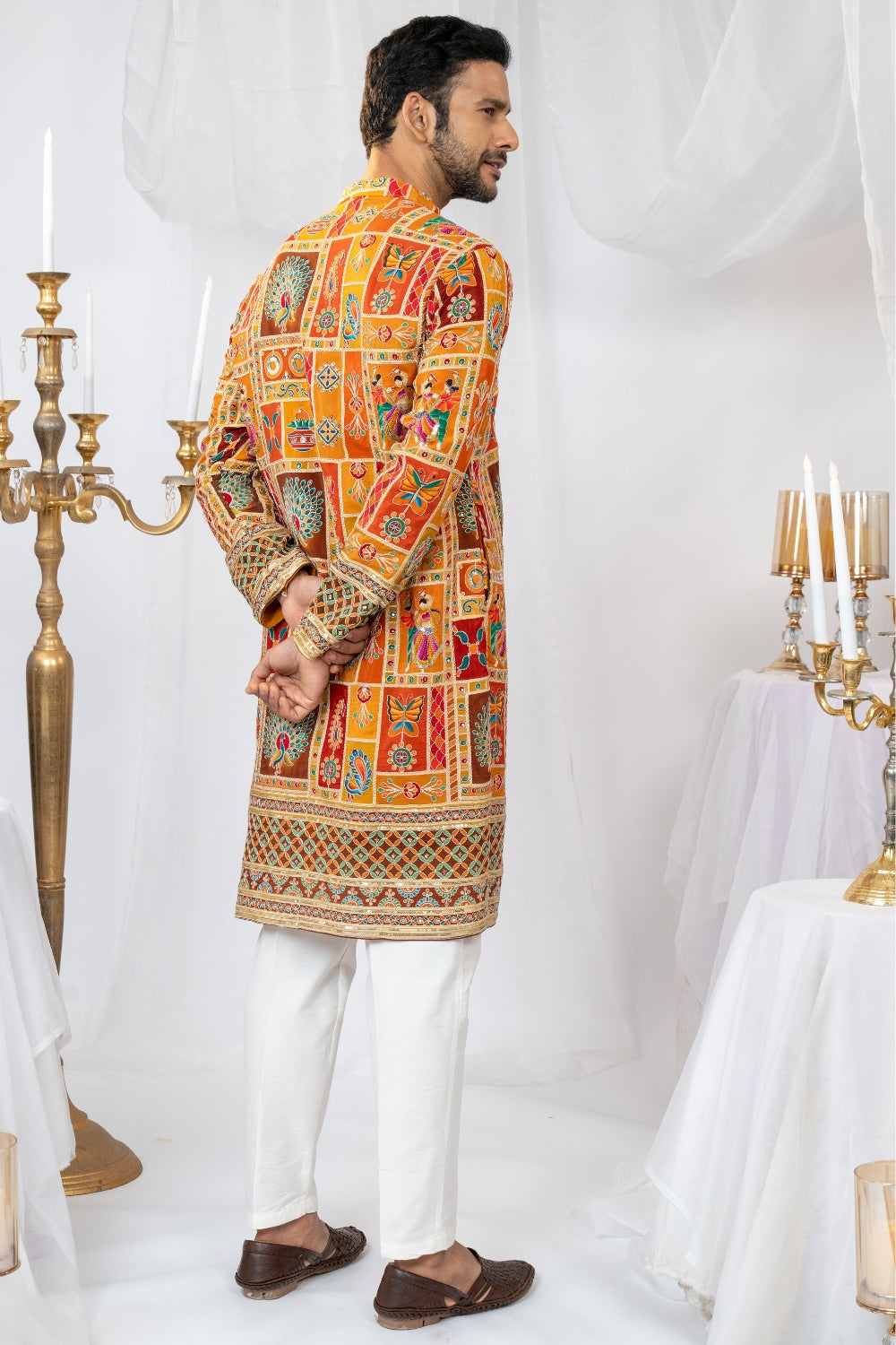 Semi Silk Kurta Set with Sequins and Embroidery