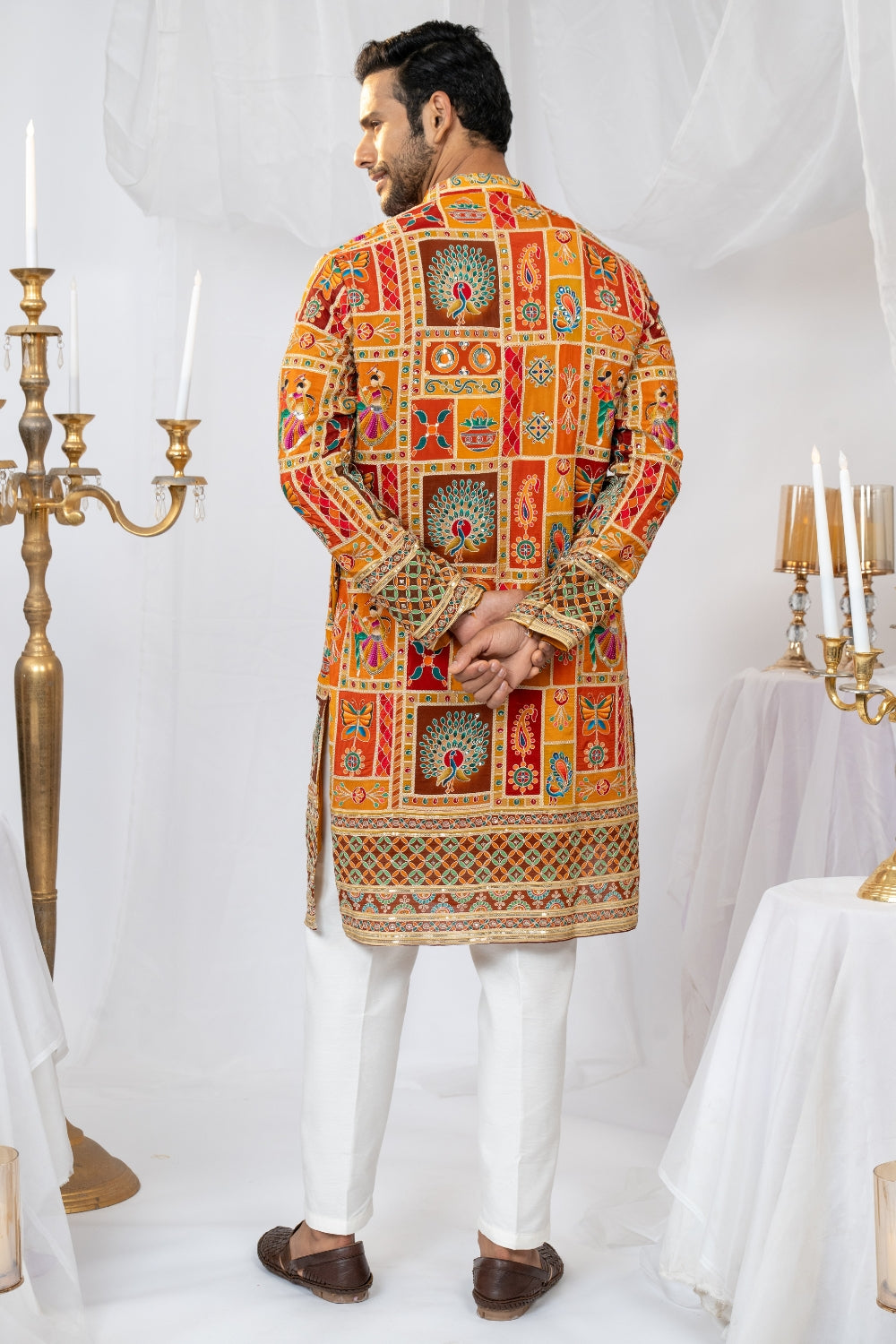 Semi Silk Kurta Set with Sequins and Embroidery