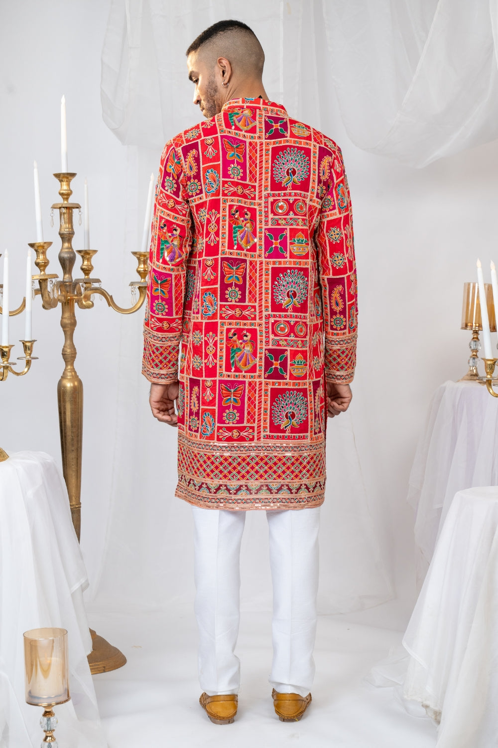 Semi Silk Kurta Set with Sequins and Embroidery