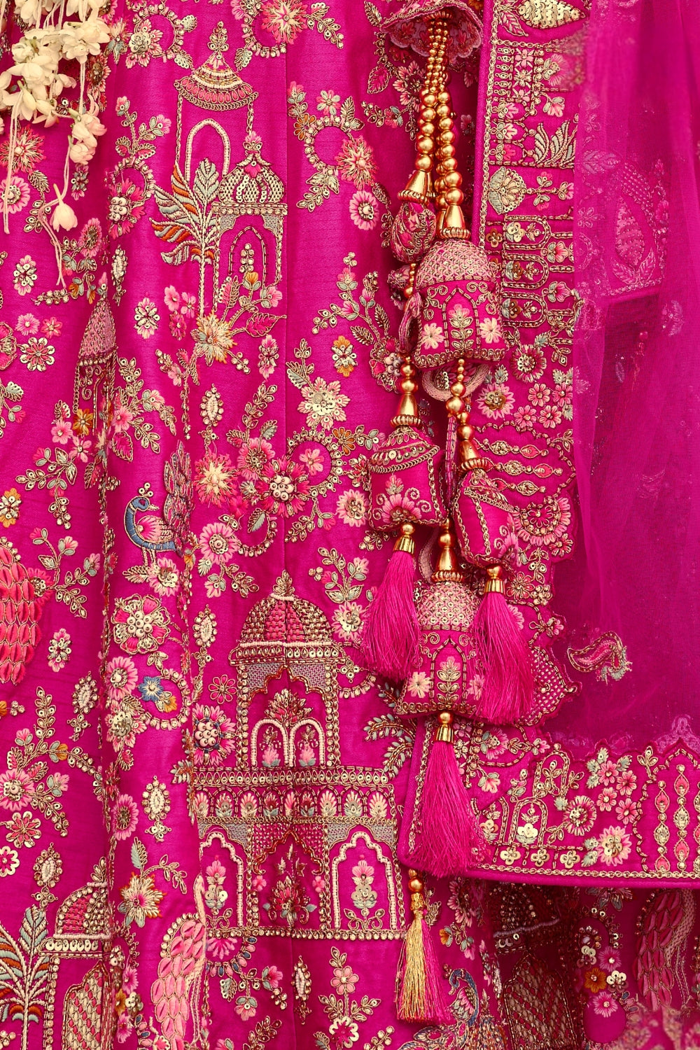PINK SILK BRIDAL LEHENGA CHOLI WITH RESHAM EMBROIDERY AND SEQUINS