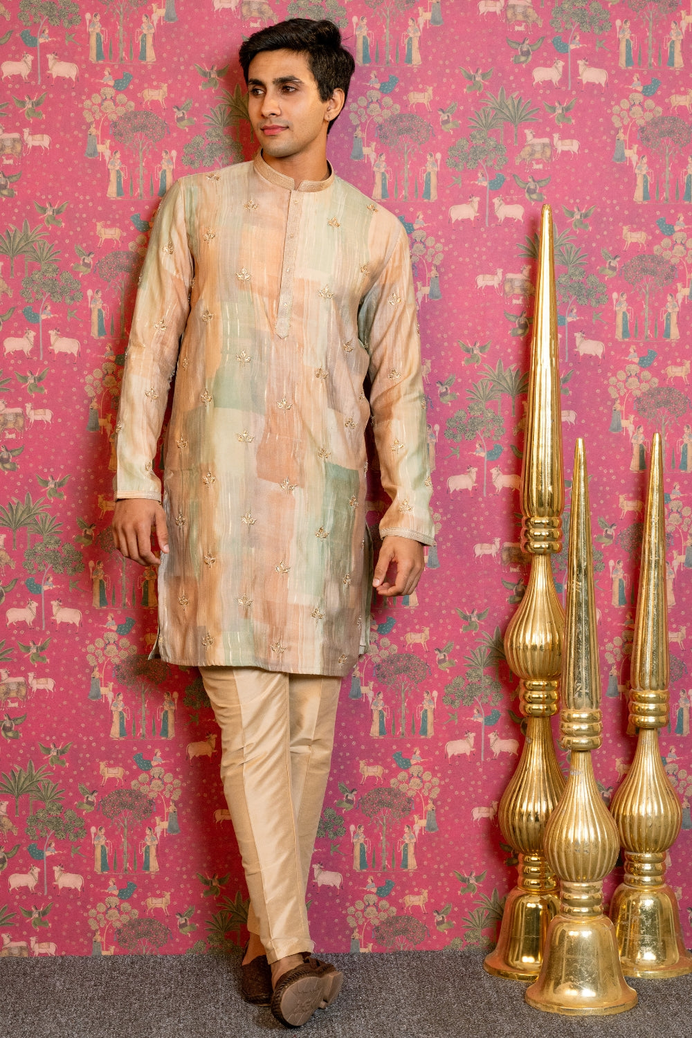 Pastel Multi Color Kurta set with Stone Work