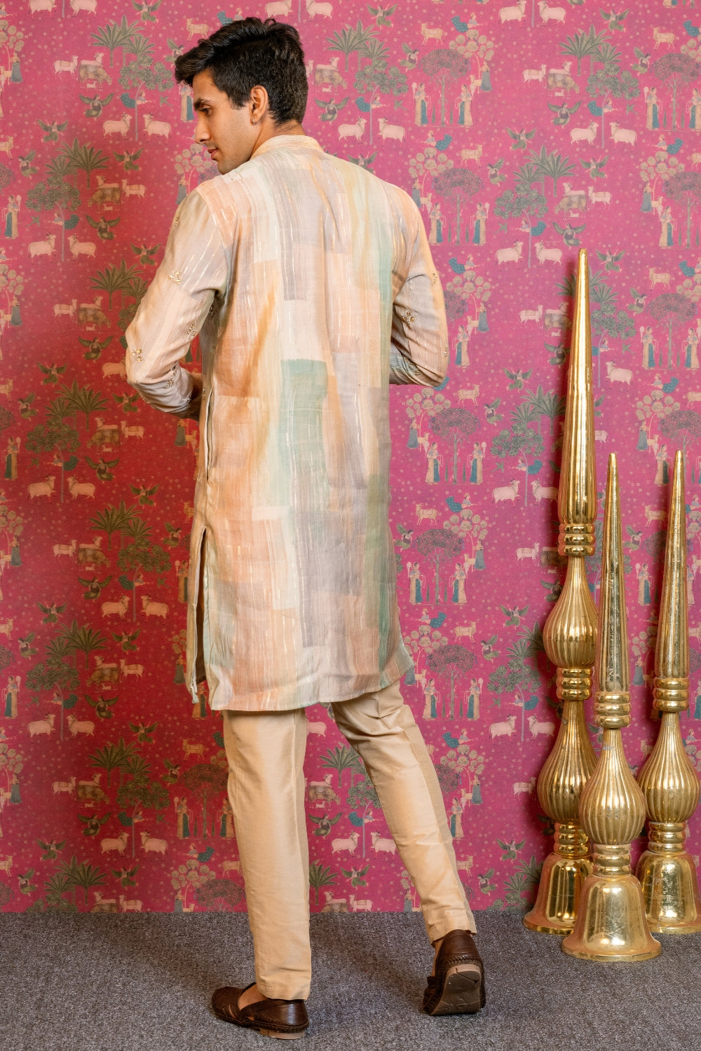 Pastel Multi Color Kurta set with Stone Work