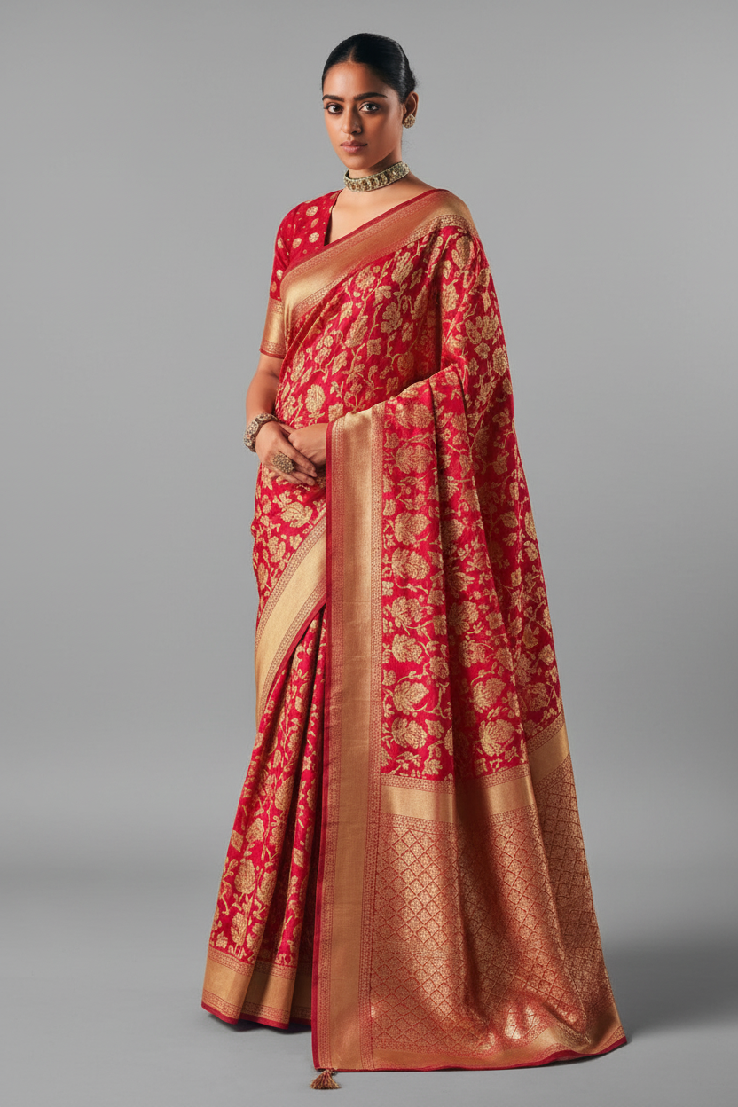 Pink Georgette Weaving Saree
