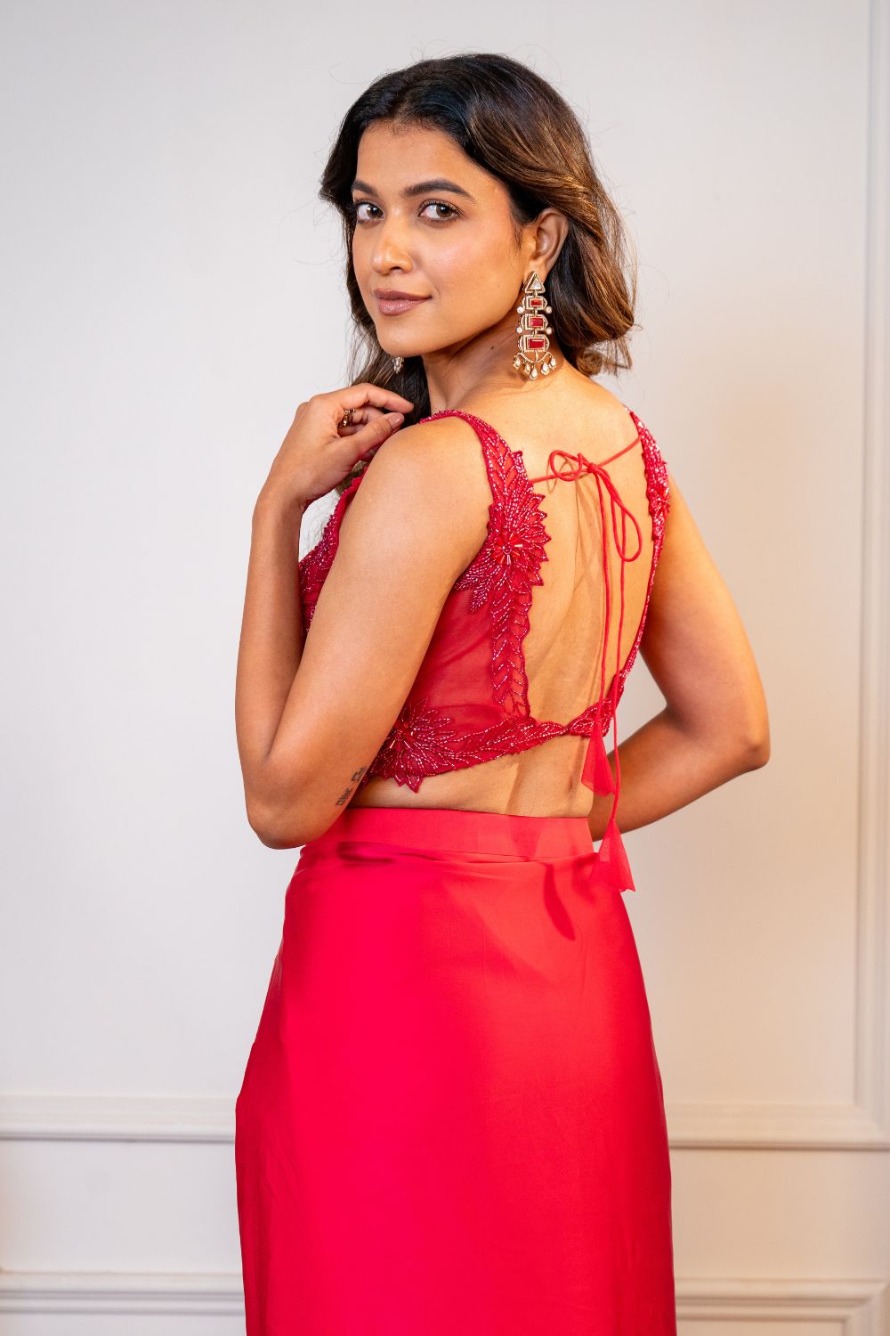 Pink Silk Indo Western with Cutdana and Moti Work