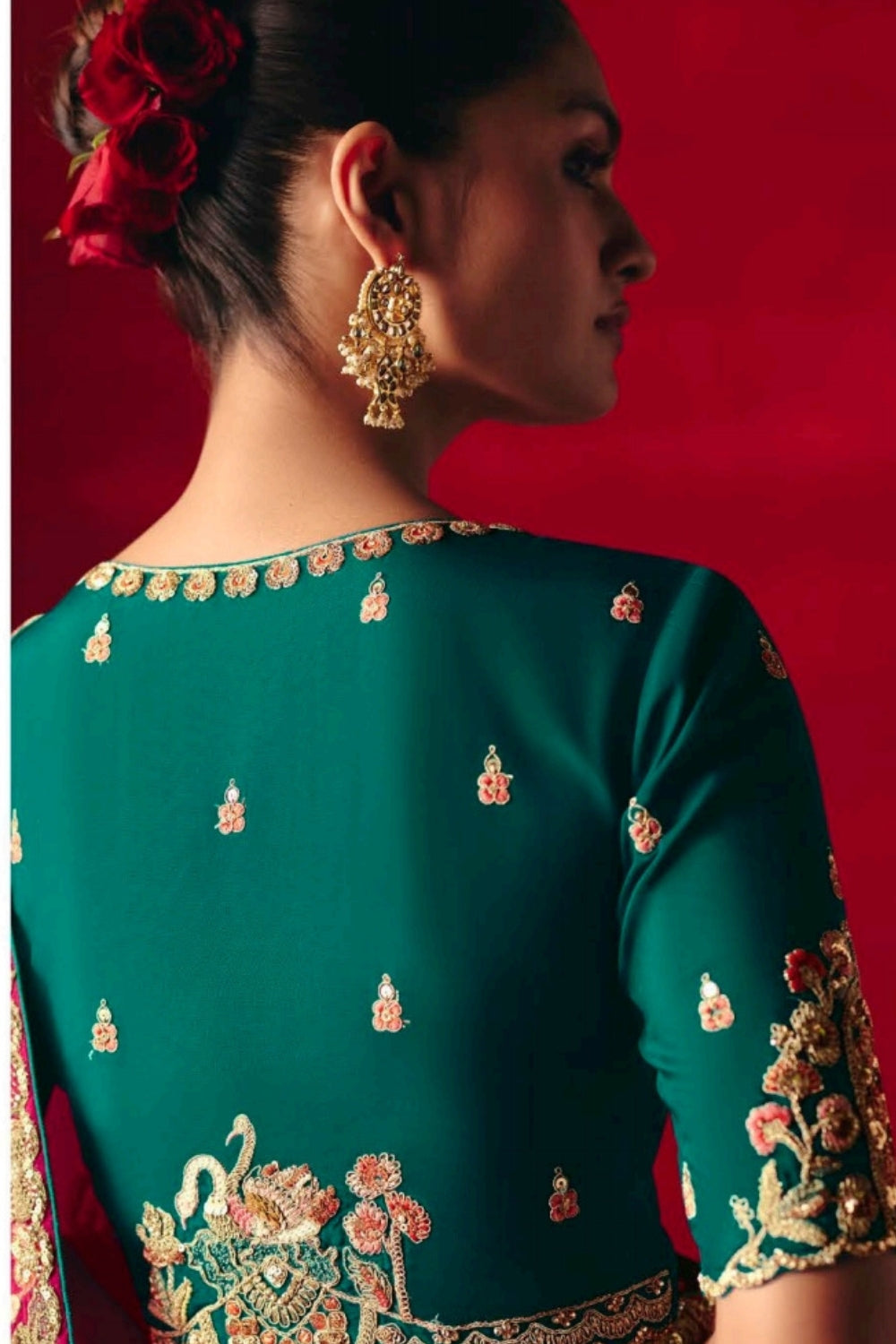 Pink Silk Saree with Resham Embroidery and Moti Work