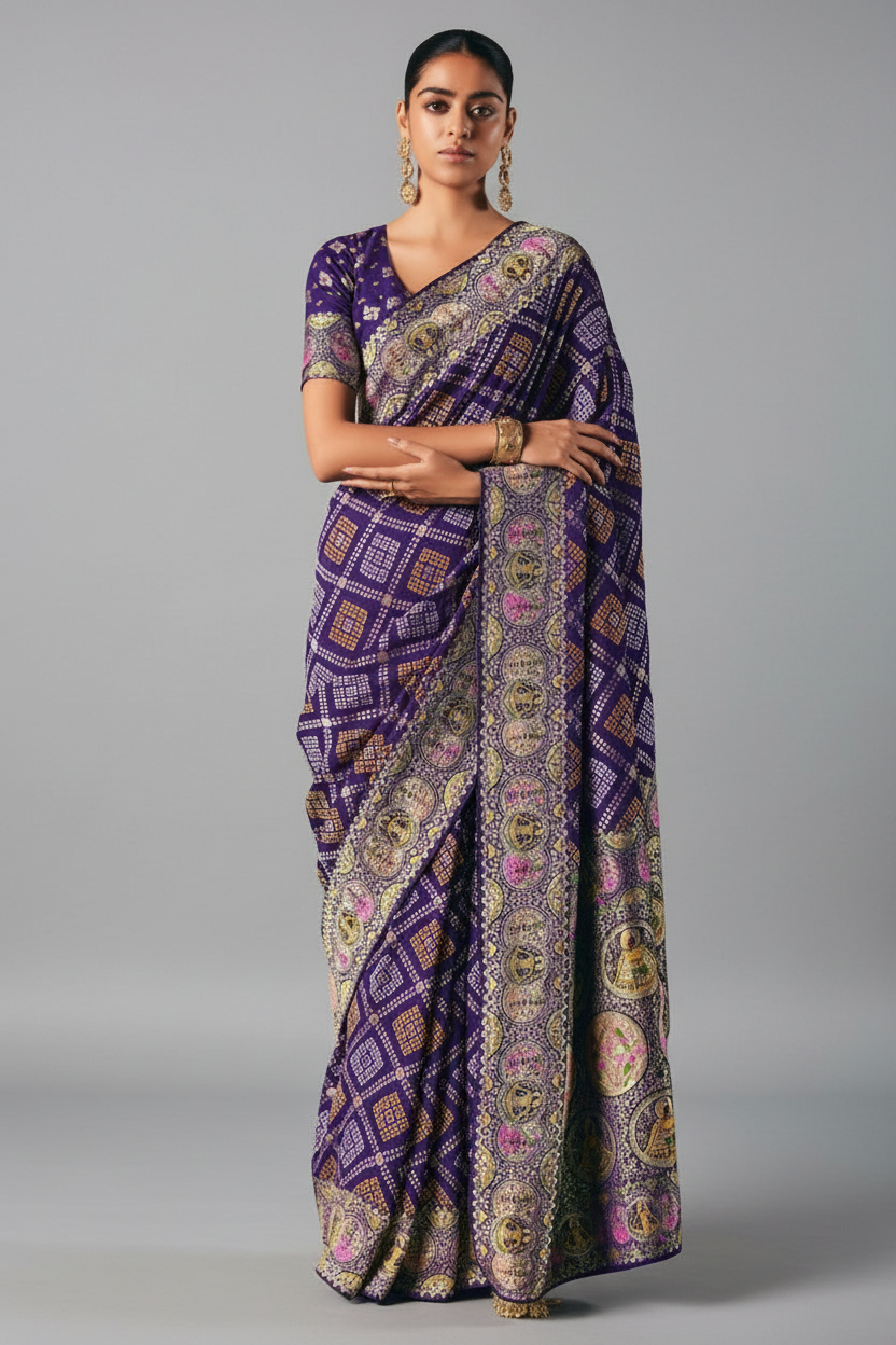 Purple Georgette Weaving Saree