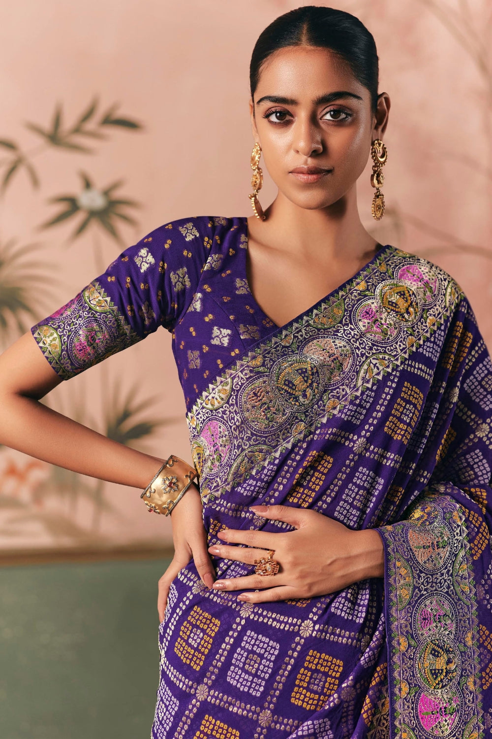 Purple Georgette Weaving Saree