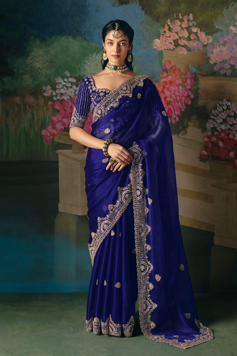 Purple Silk Saree with Cutdana and Sequins Work
