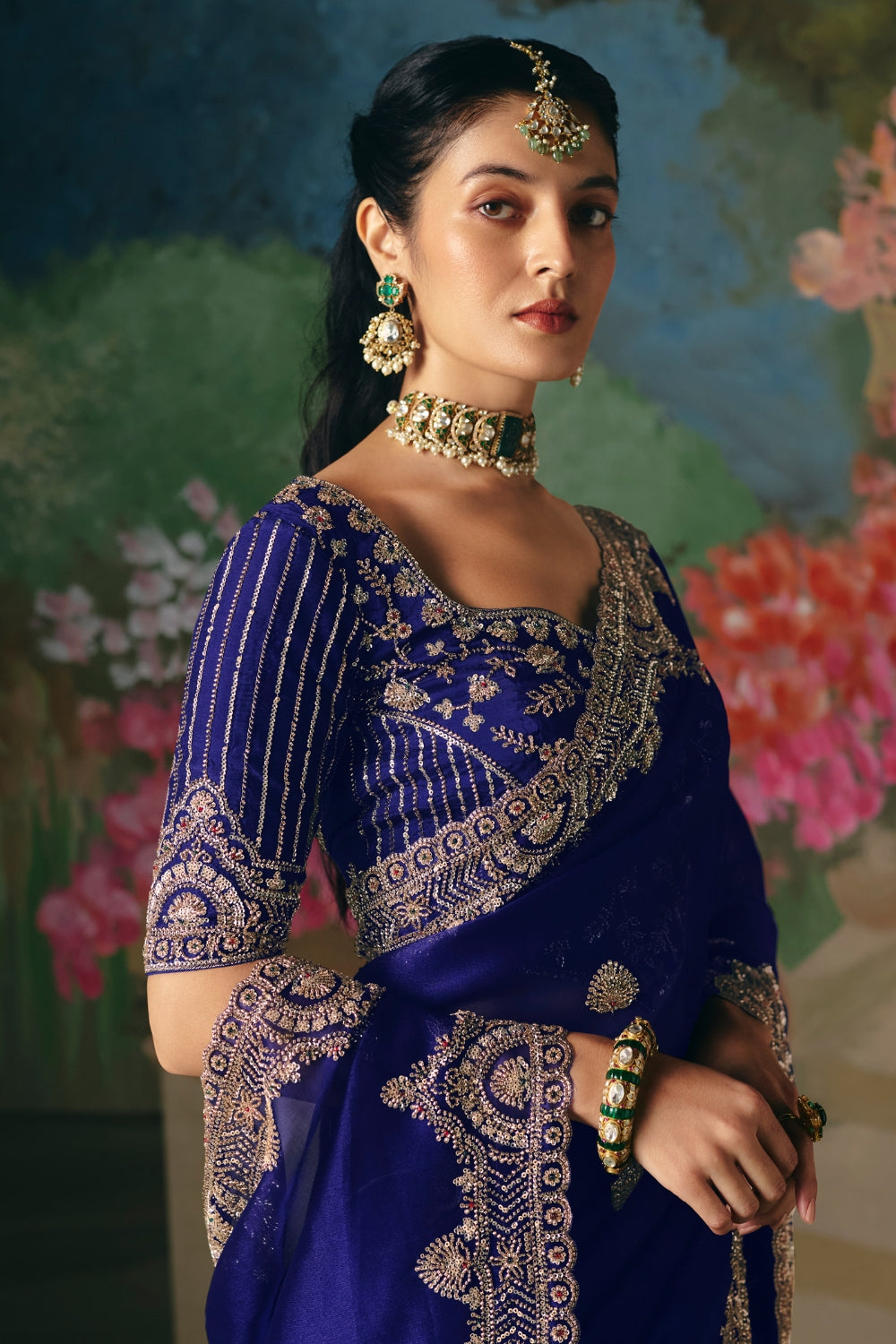 Purple Silk Saree with Cutdana and Sequins Work