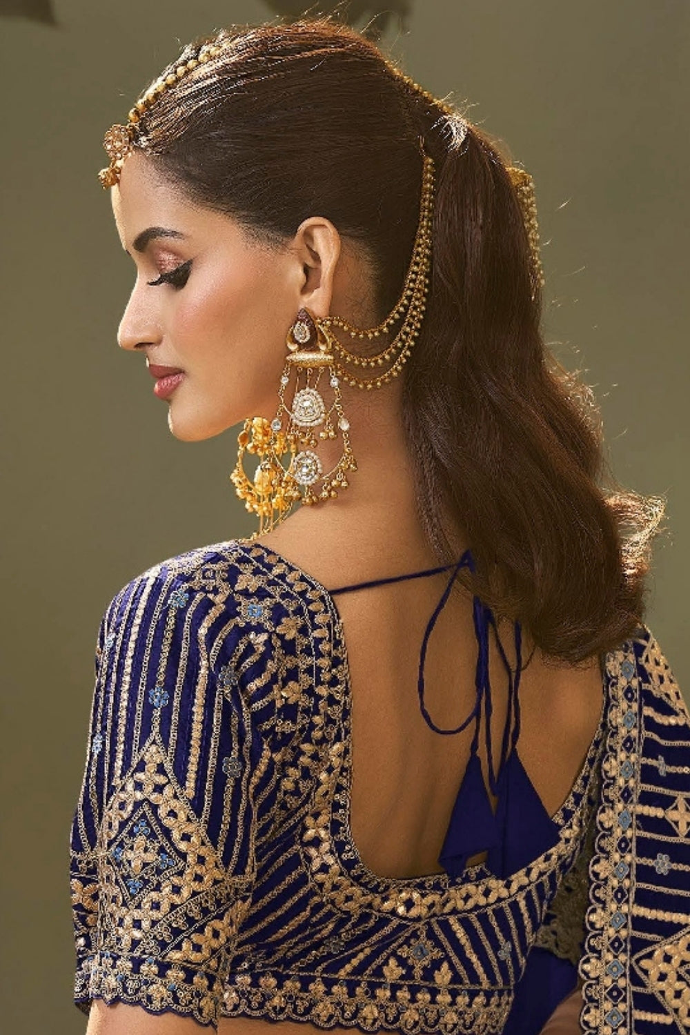 Blue Silk Saree with Embroidery and Sequins Work