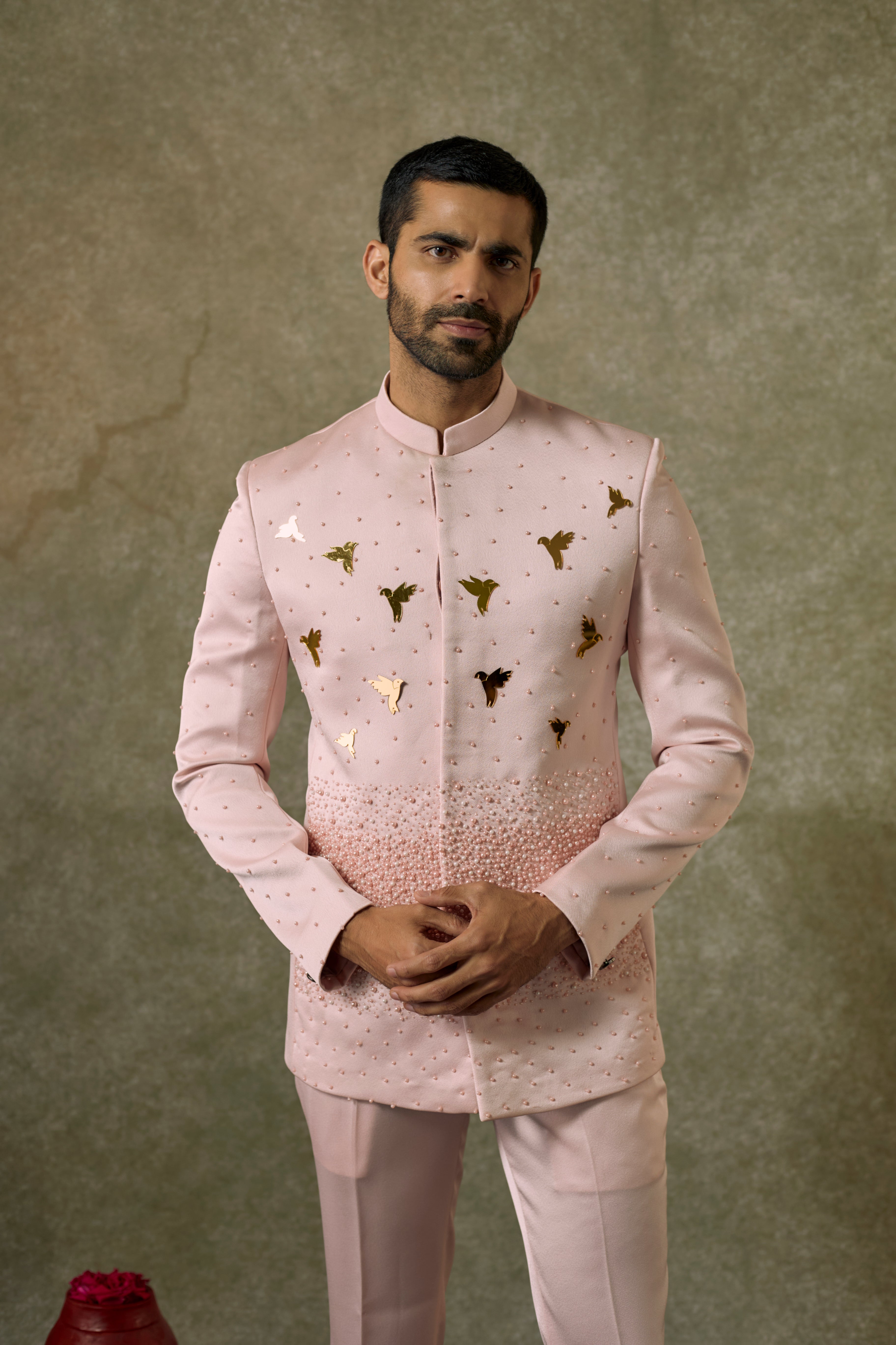 Ivory pink Imported Japanese Jodhpuri Set