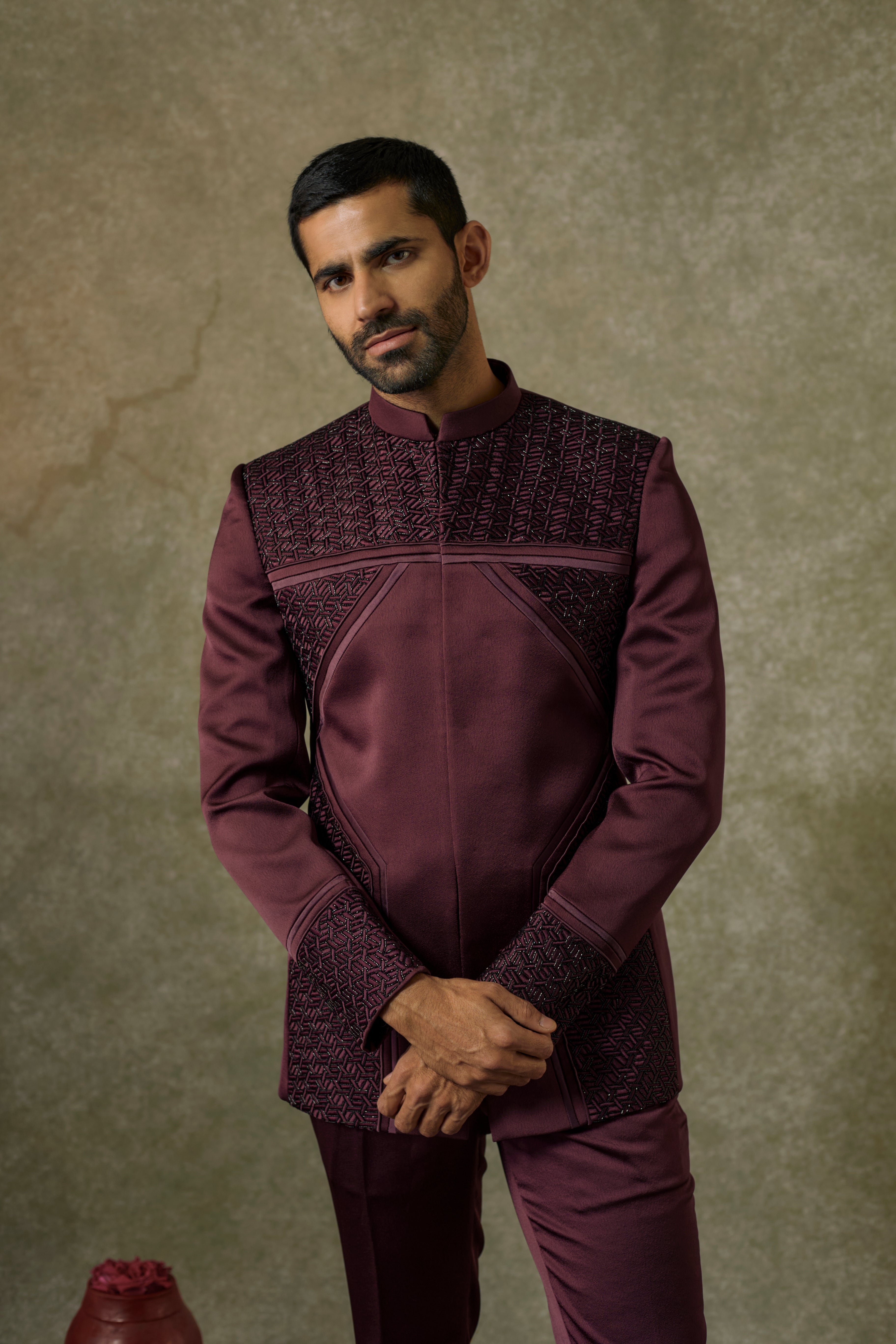 Red wine Imported Japanese Jodhpuri set