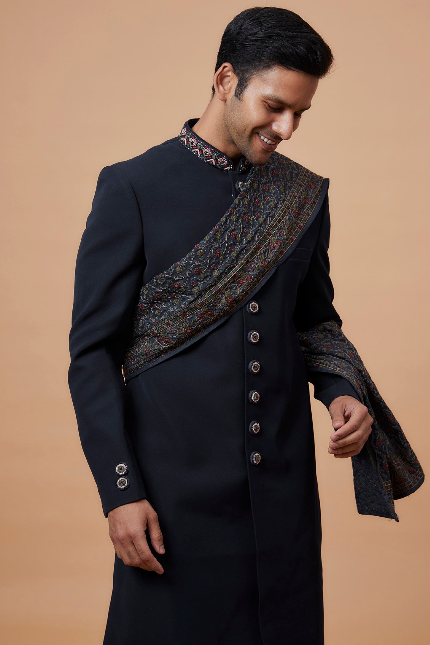 Blue Imported Suiting Fabric Indo-Western Set