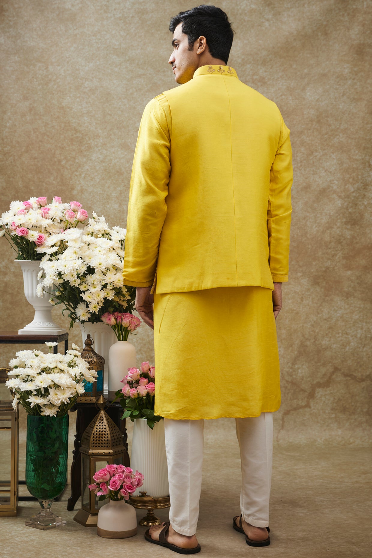 Sunglow Yellow Splendid Silk Kurta Jacket Set